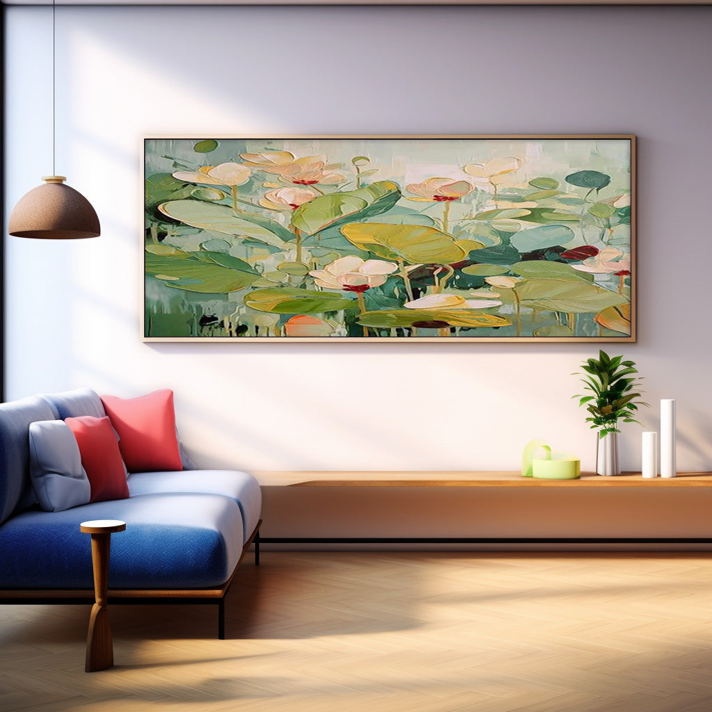 Wall Art Impasto Soft Lotus Pond Floral