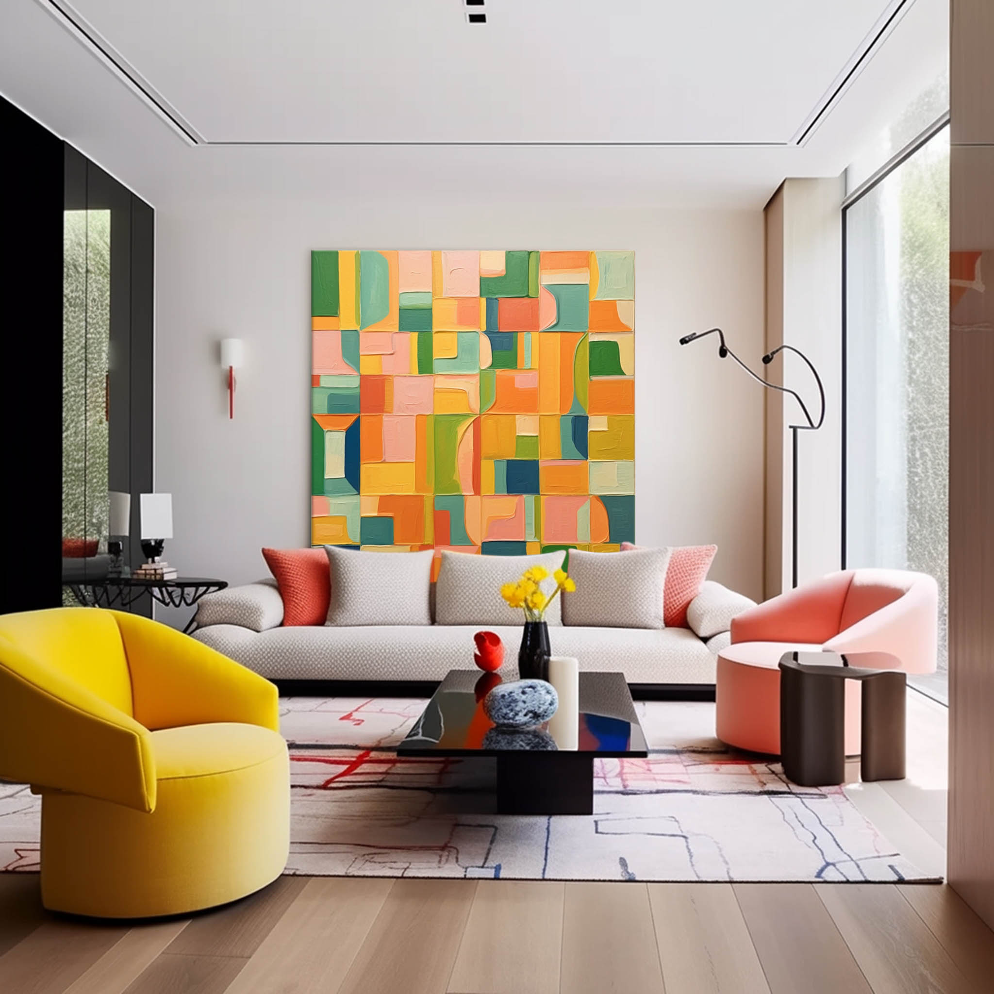 Wall Art Grid Abstract Modern Vibrant