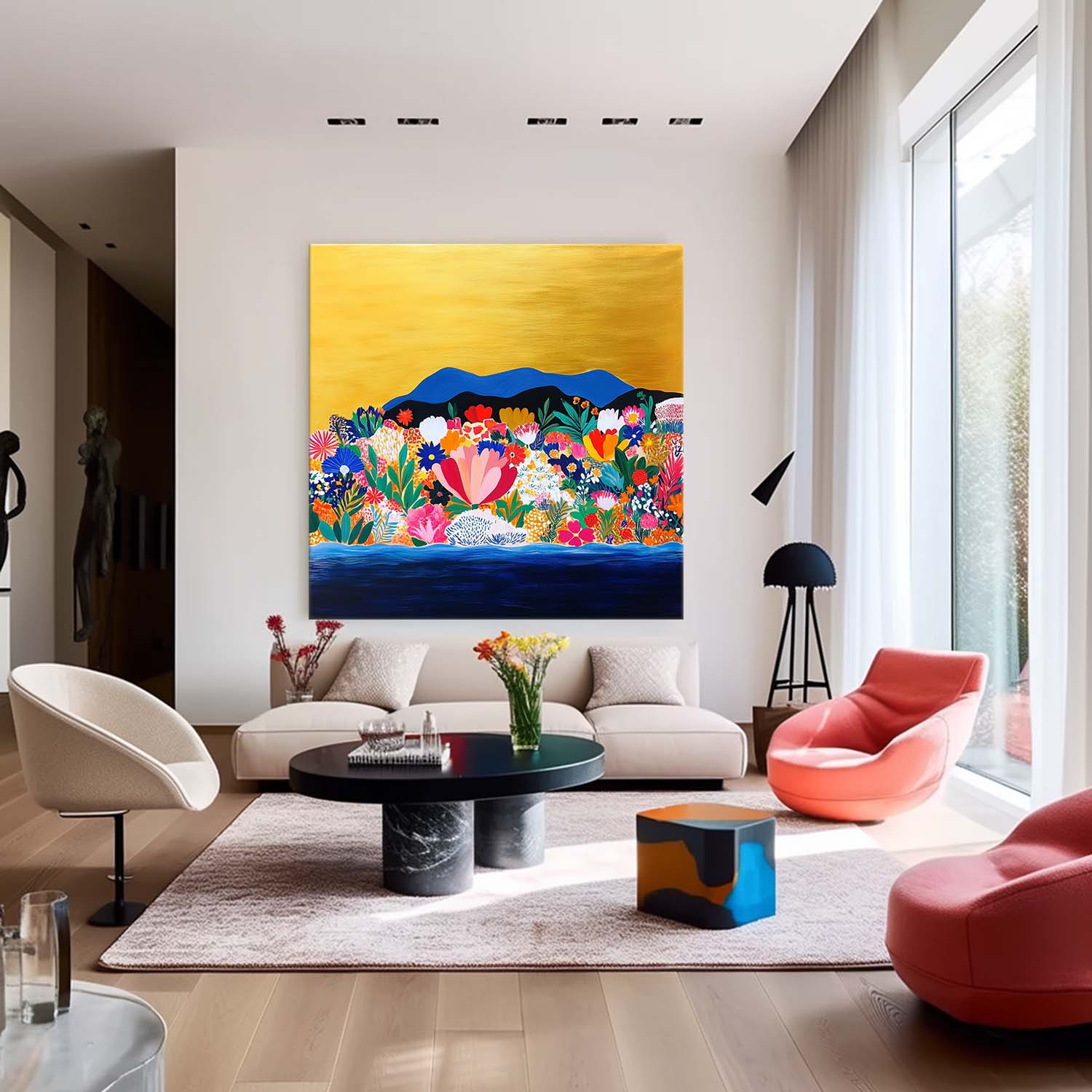 Wall Art Flower Gilded Mountain Opulent