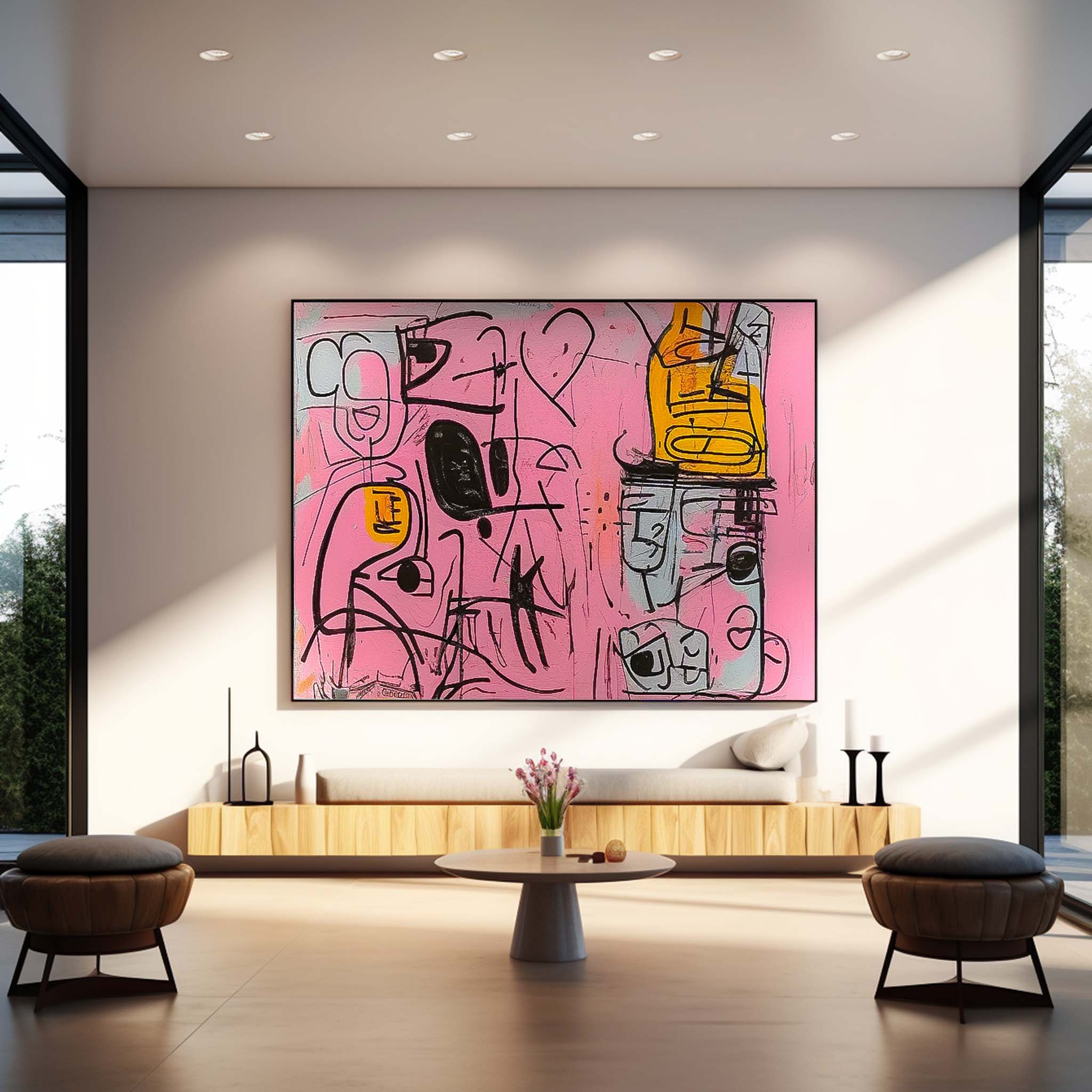 Pink Graffiti Abstract Canvas Wall Art