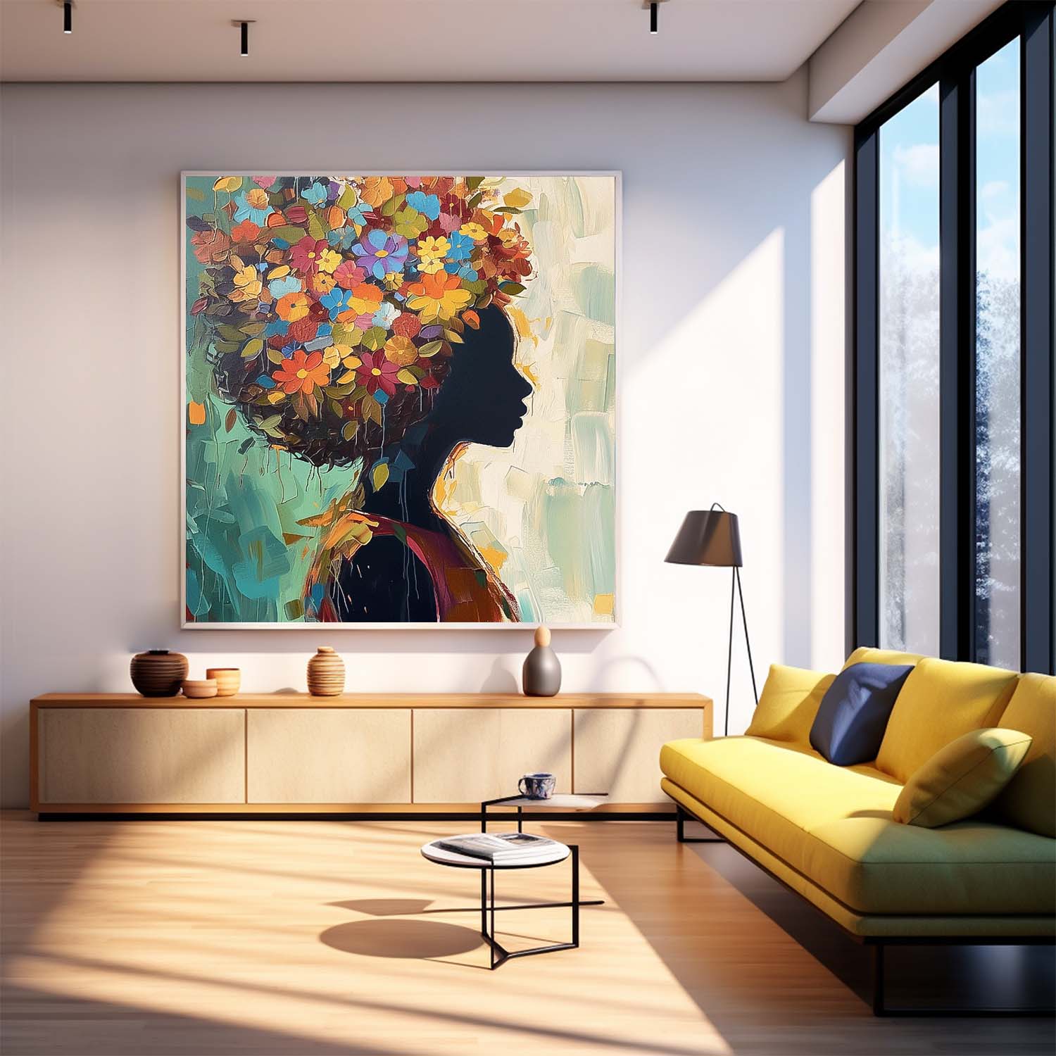Wall Art People Dense Floral Scene Modern