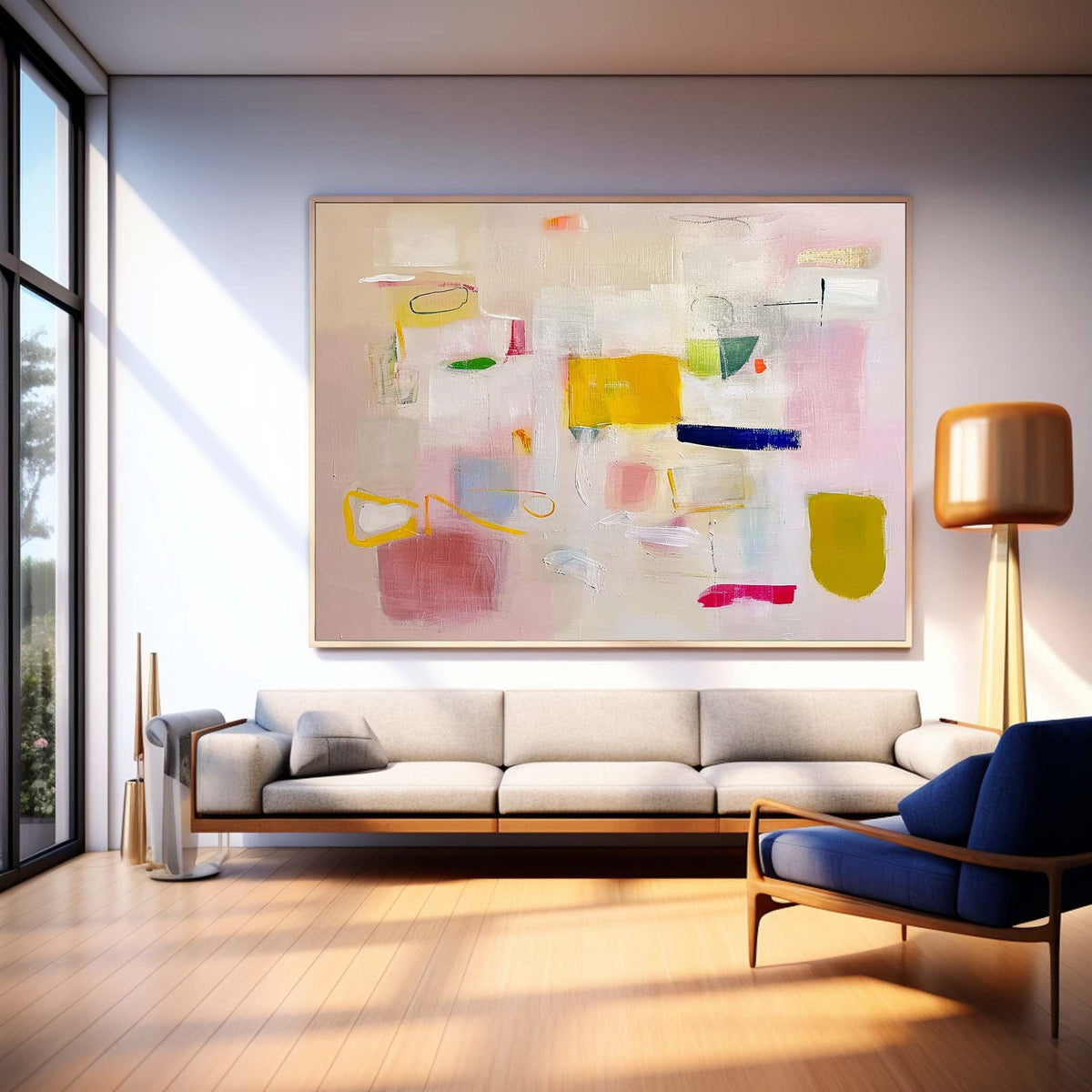 Wall Art Abstract Soft Cream Macaron Color Block