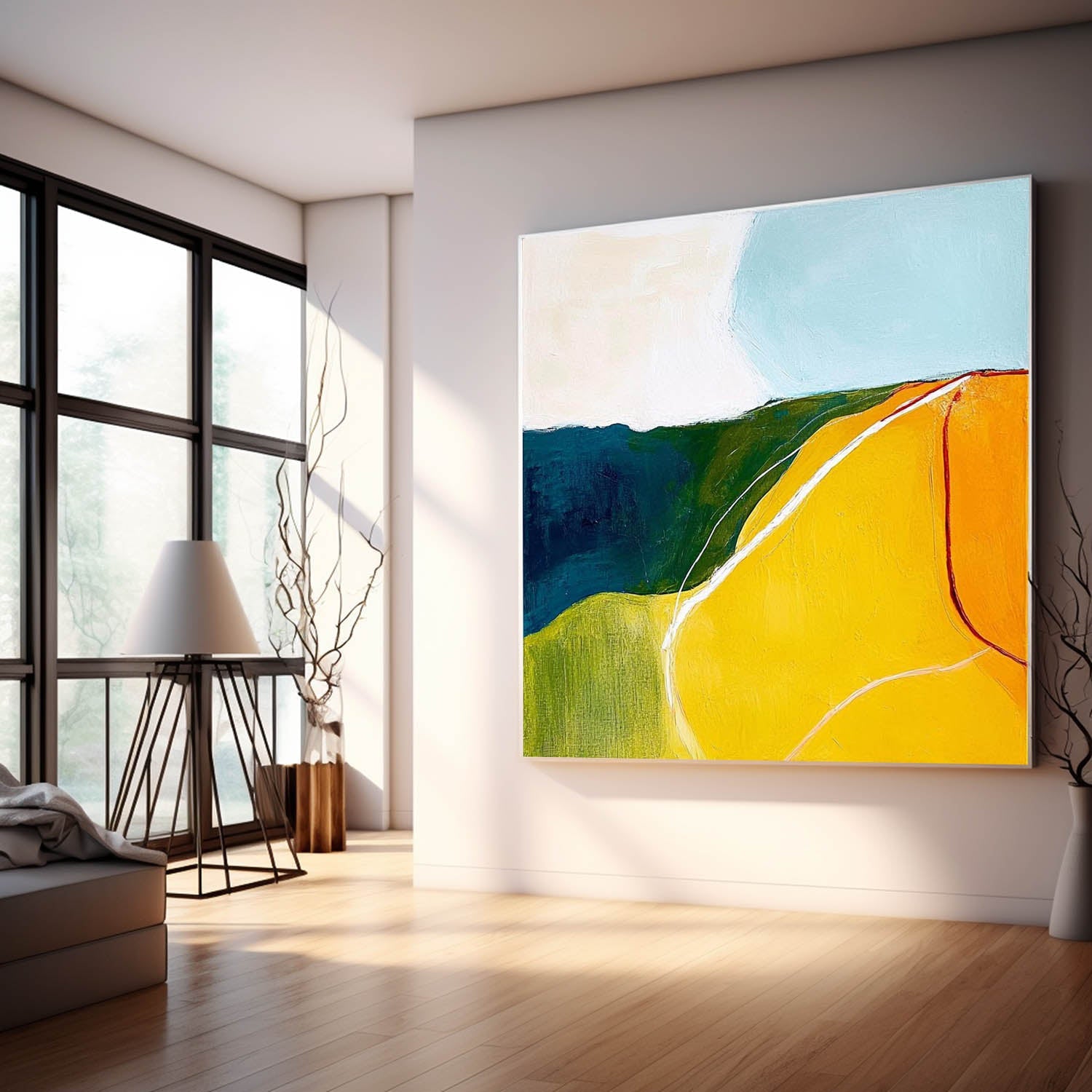 Wall Art Minimalist Curved Color Block Landscape