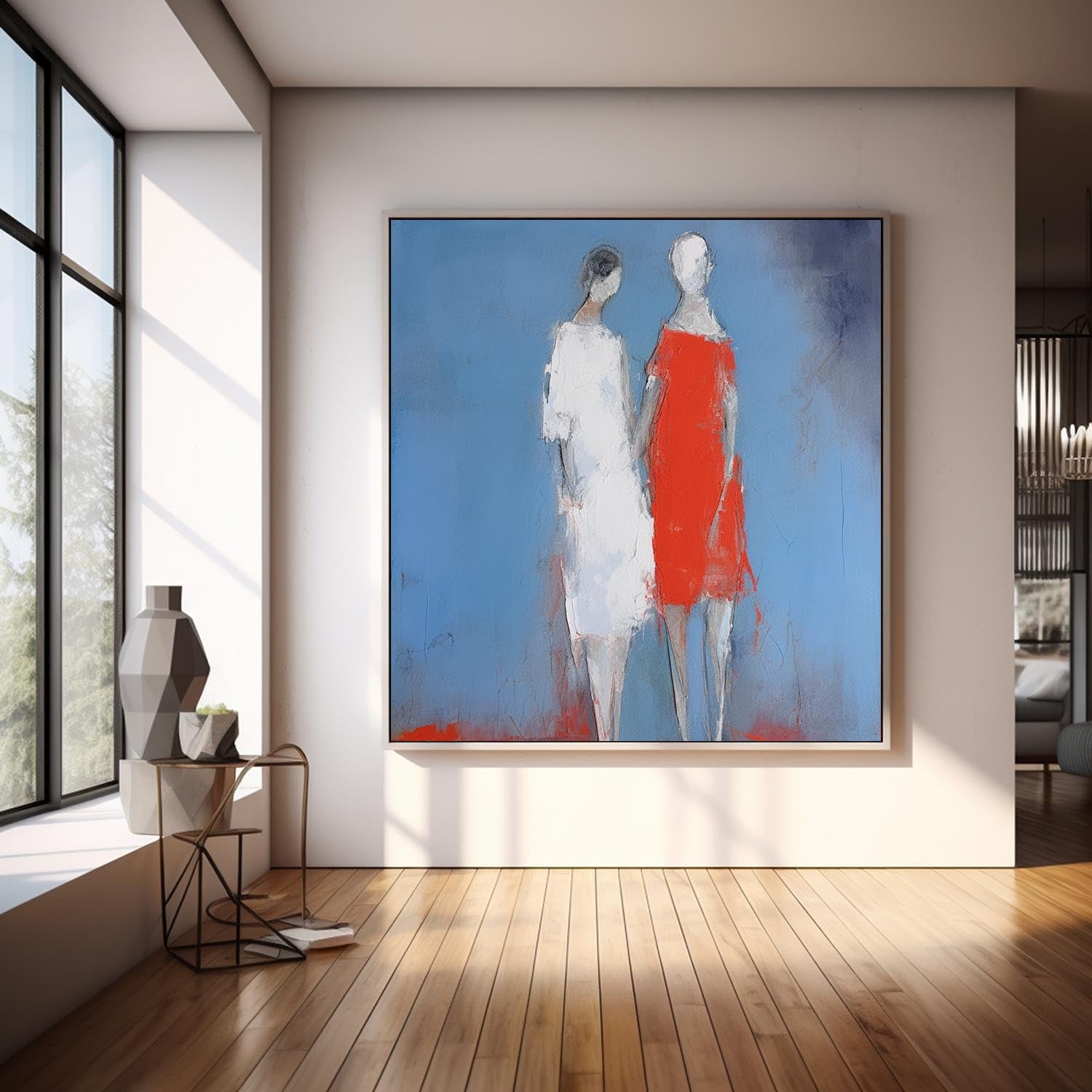 Wall Art Impasto People Silhouette Moody