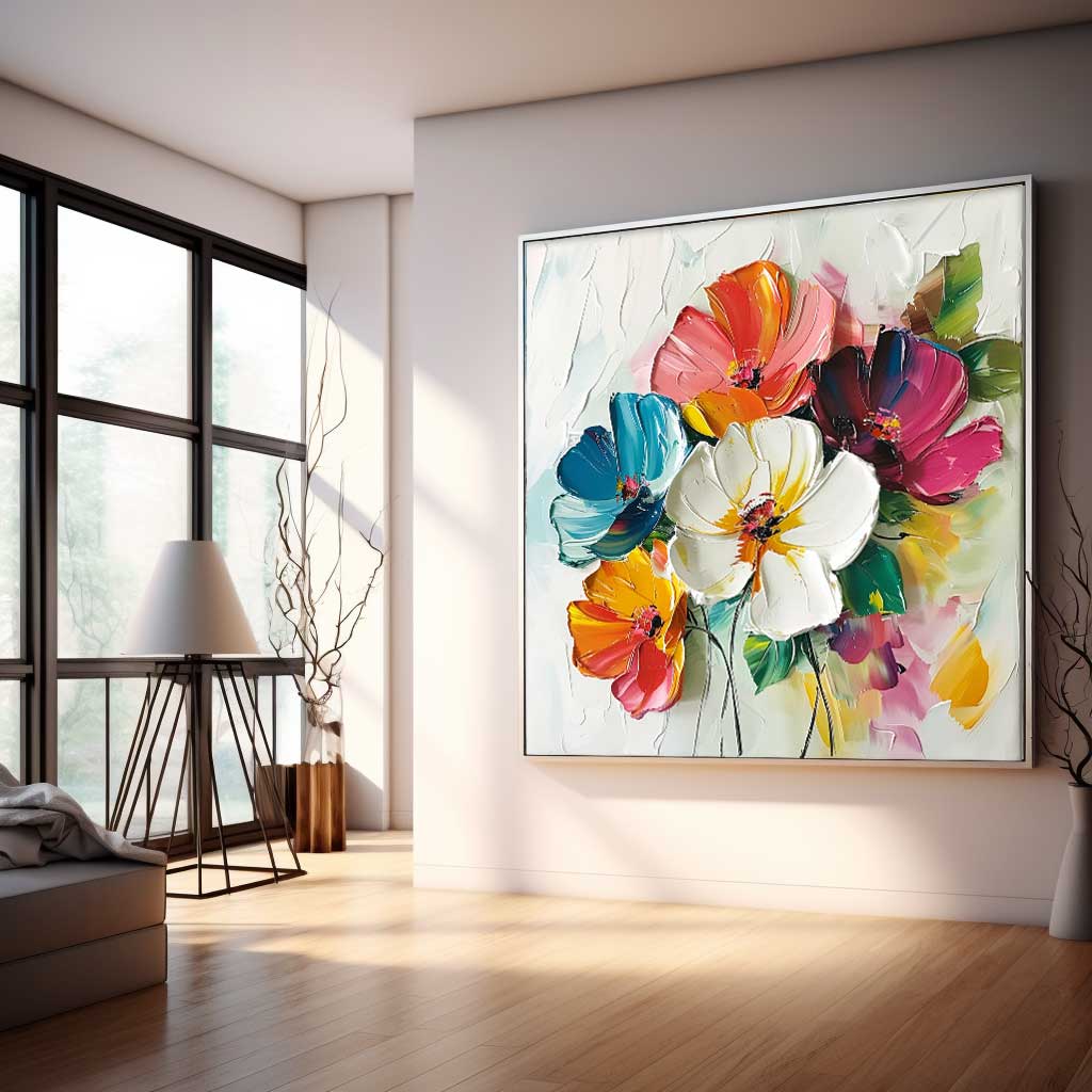 Wall Art Impasto Vibrant Multicolor Floral