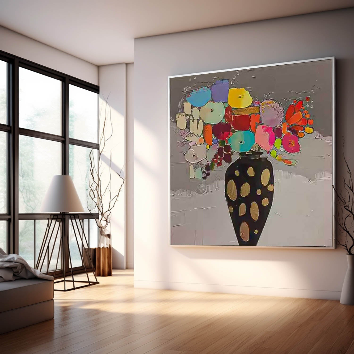 Wall Art Bold Colorful Vase Still Life Floral Arrangement