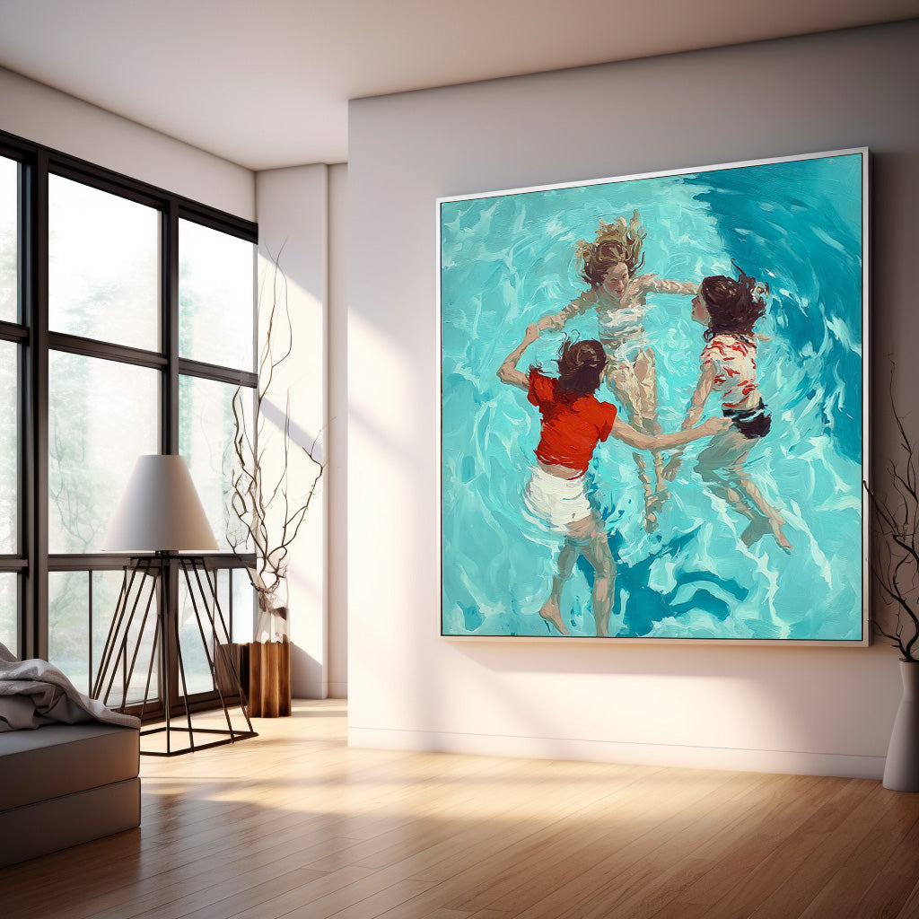 Wall Art People Joyful Carefree Summer Pool