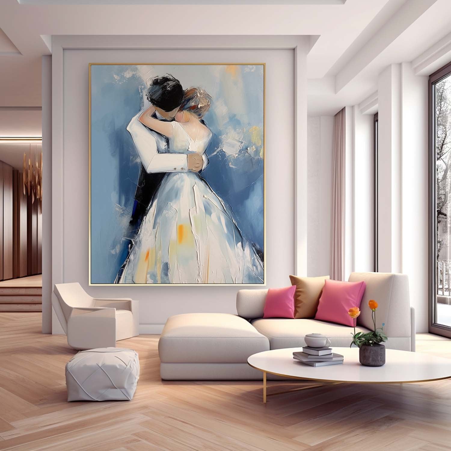 Wall Art Impasto Wedding Couple Romantic Intimate