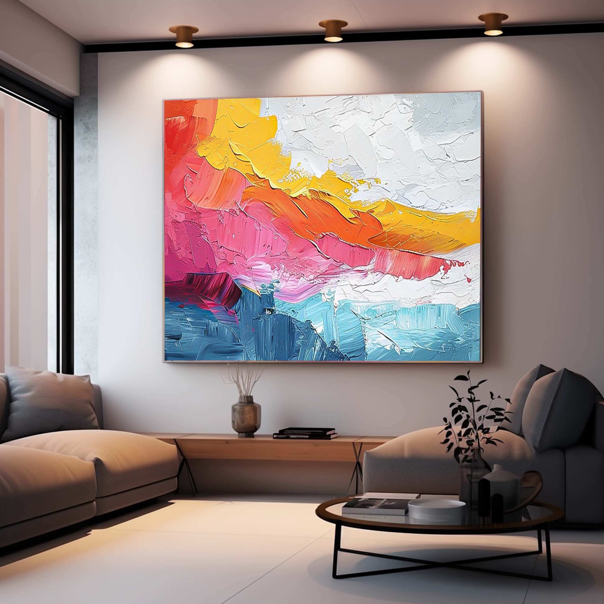Vibrant Thick Textured Abstract Canvas Wall Art