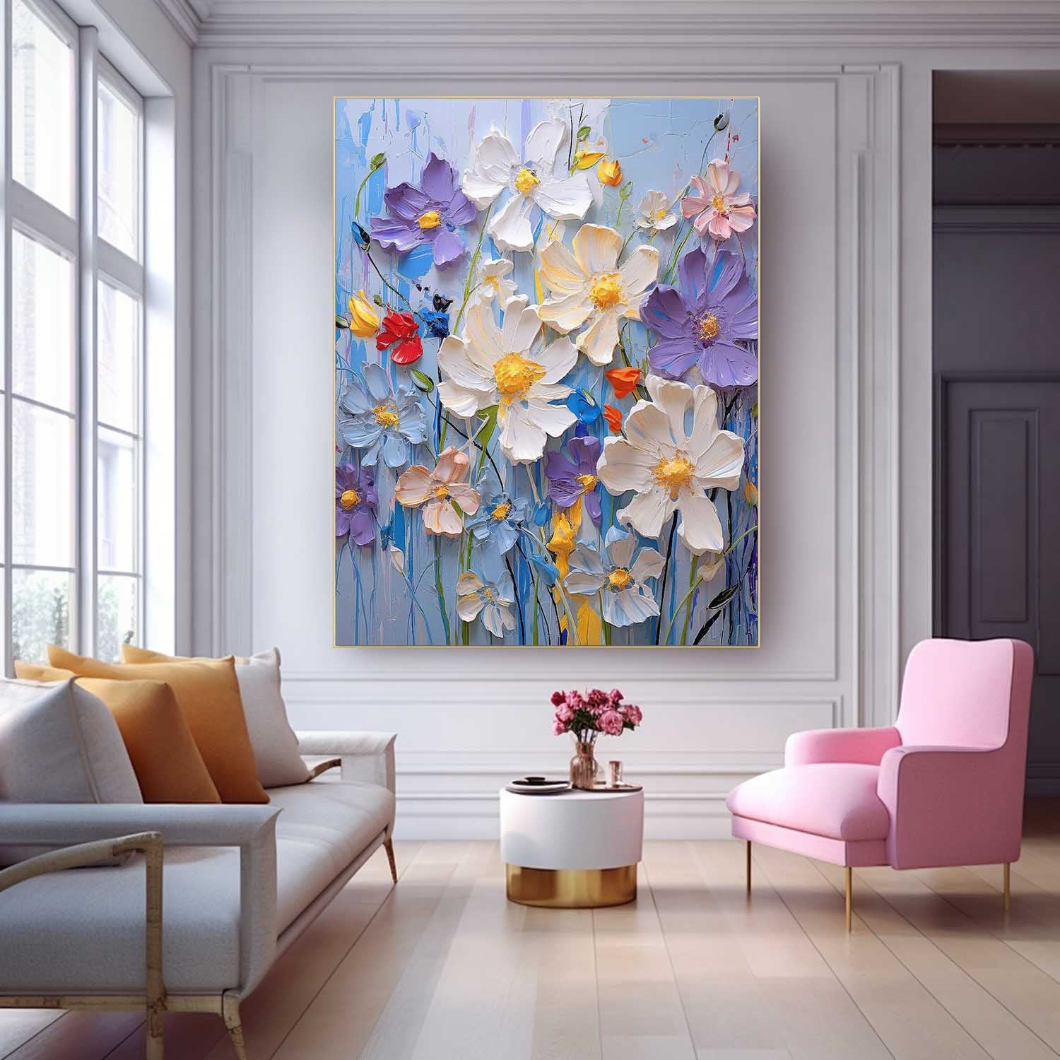Wall Art Impasto Flower Fresh Serene Cheerful