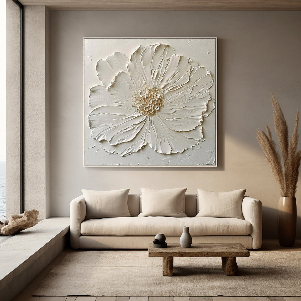 Wall Art Neutral Tone Single Flower