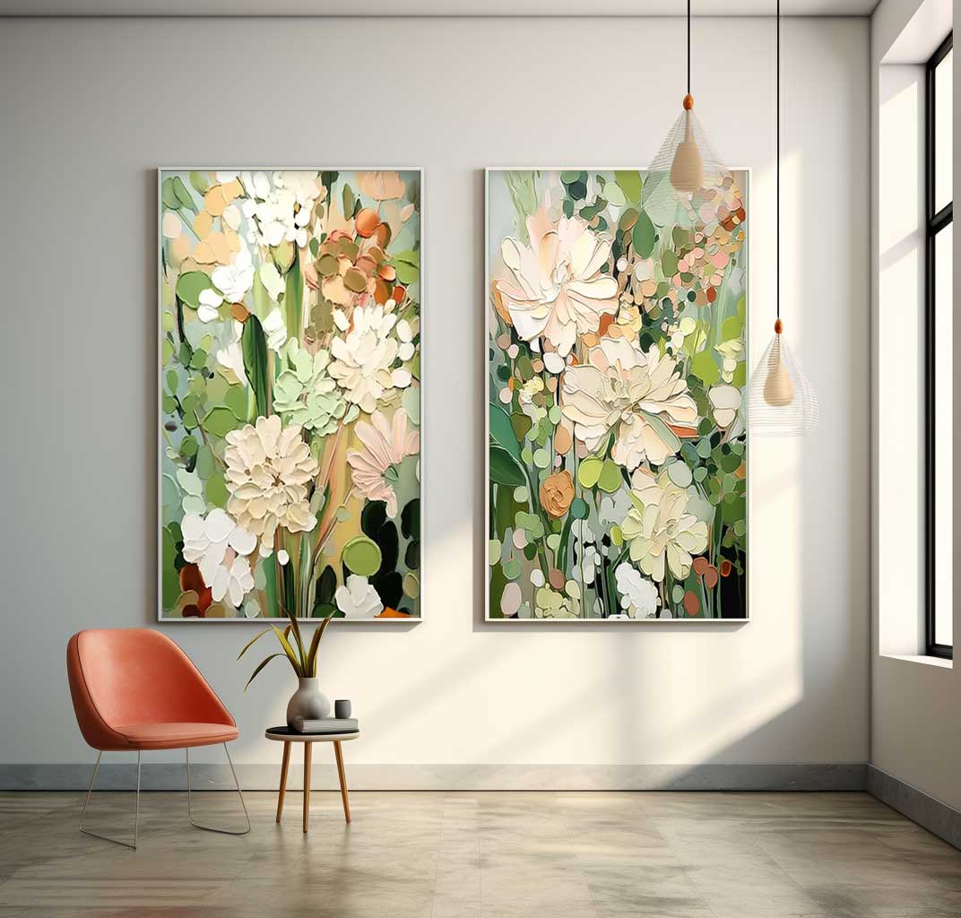 Wall Art Two Piece Pastel Wild Botanical Floral