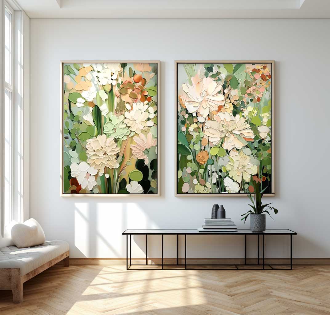 Wall Art Two Piece Pastel Wild Botanical Floral