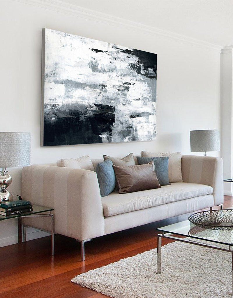 Black Grey Textured Abstract Canvas Wall Art