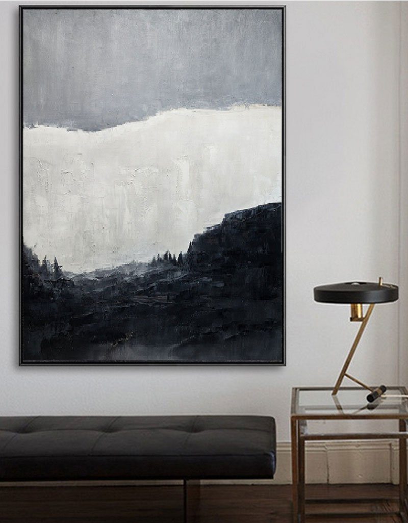 Moody Misty Mountain Landscape Framed Wall Art