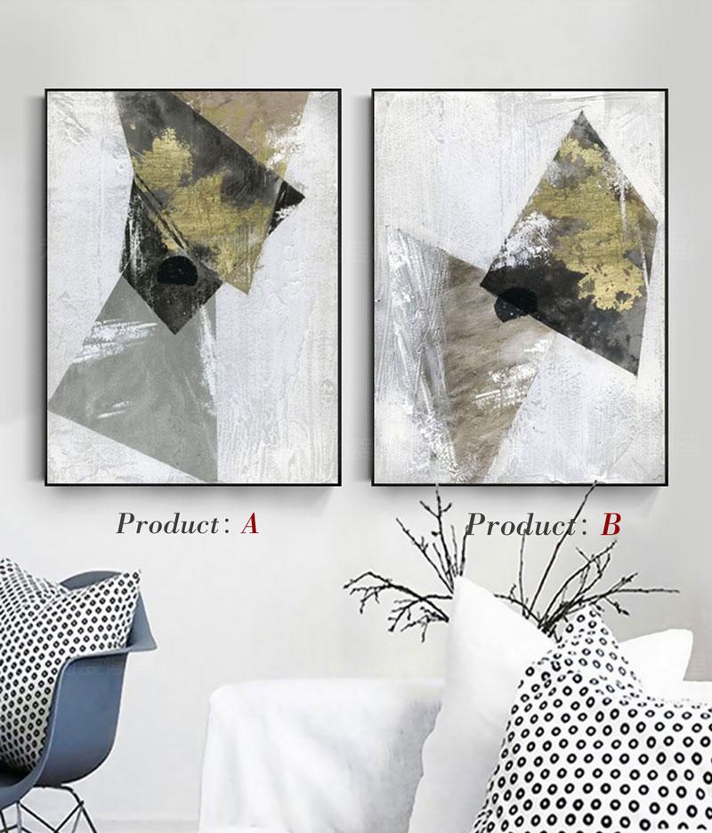 Geometric Moss Green Abstract Canvas Wall Art