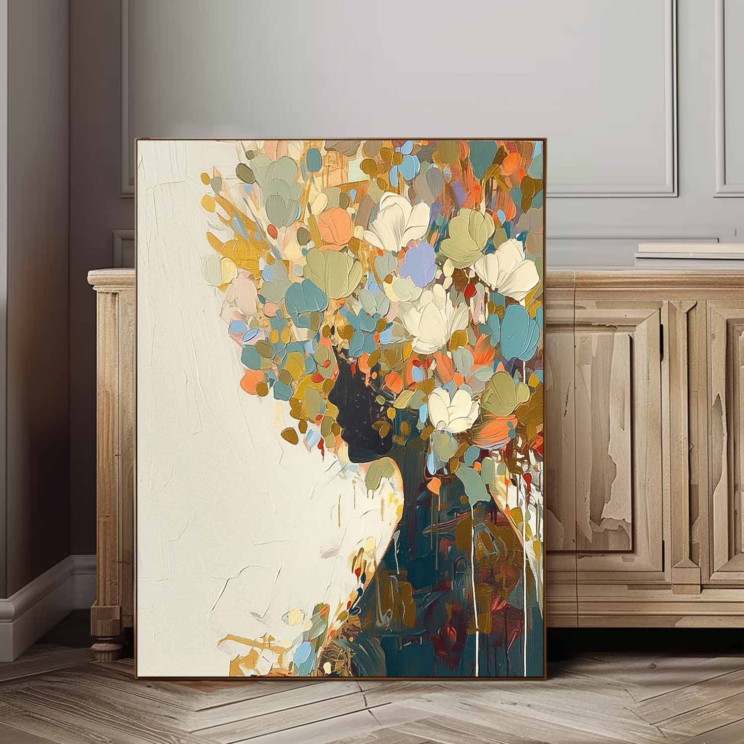 Wall Art People Dense Floral Vibrant Cheerful