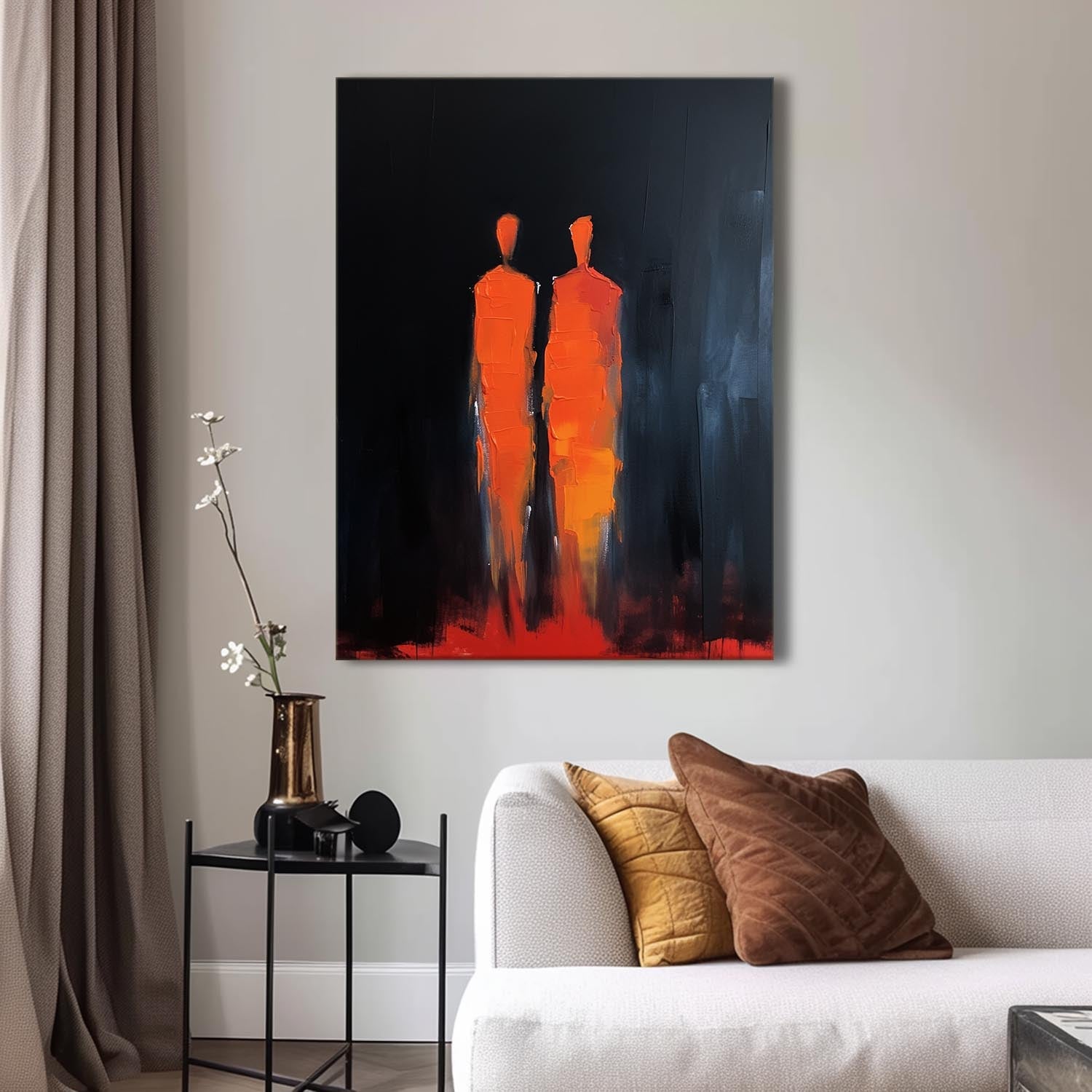 Wall Art Impasto People Silhouette Modern Abstract