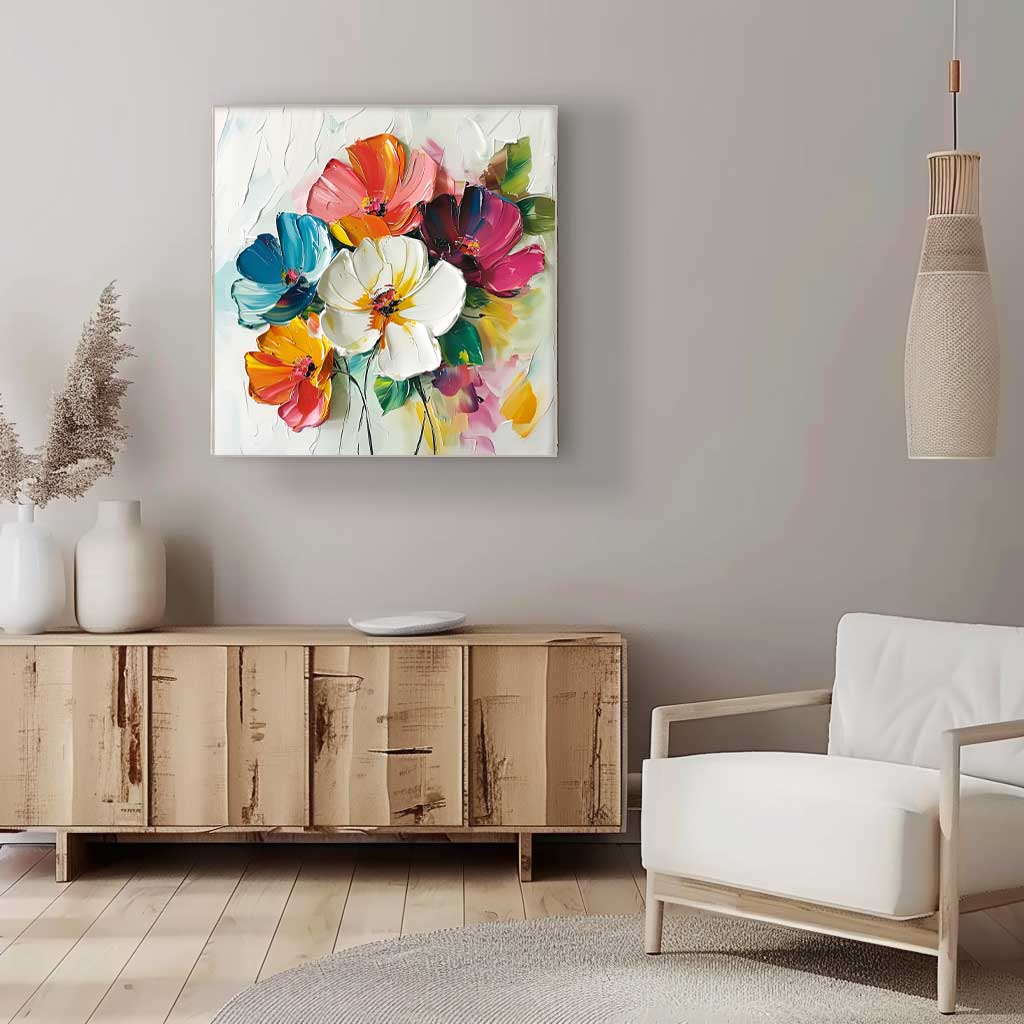 Wall Art Impasto Vibrant Multicolor Floral