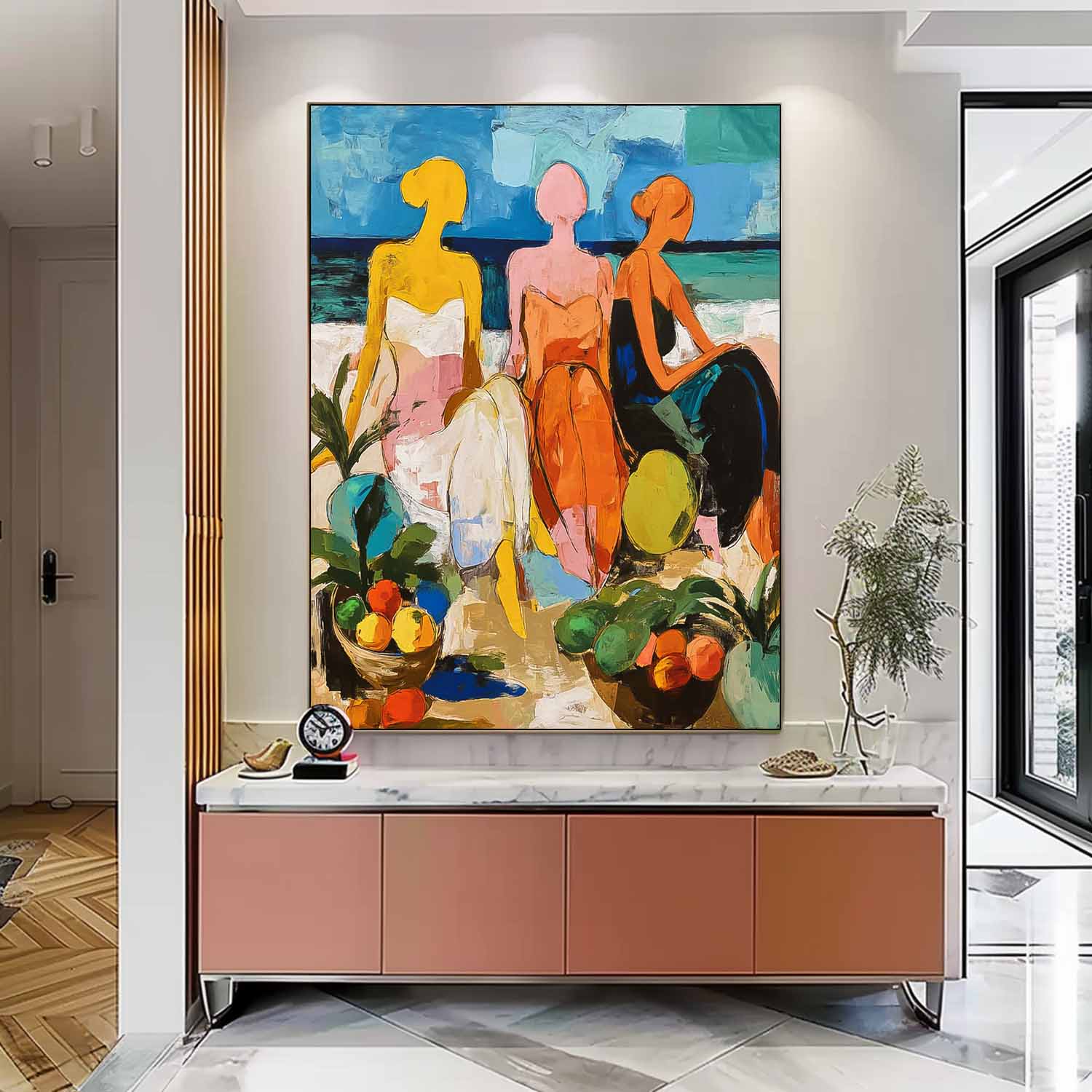 Wall Art People Tropical Island Fruit Joyful