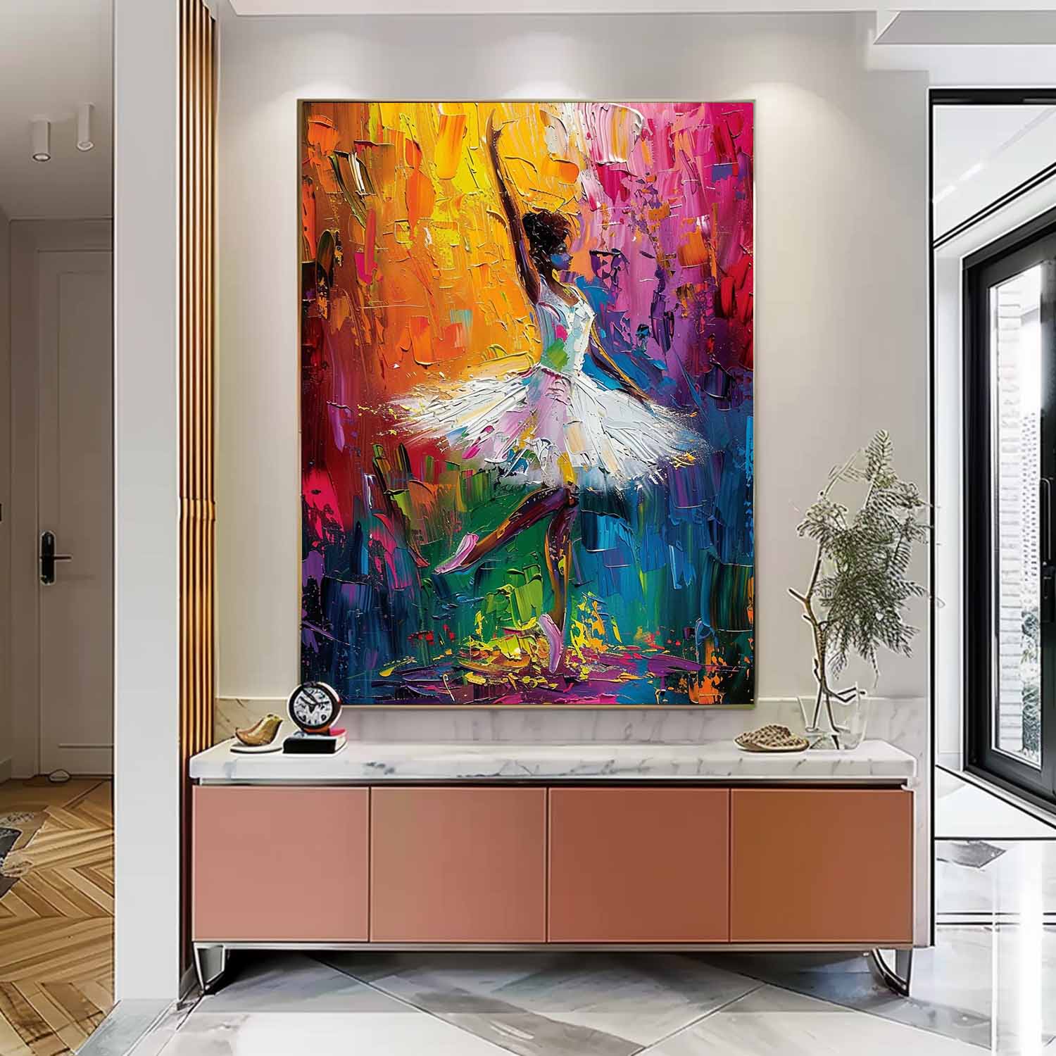 Wall Art Impasto Expressionist Ballerina Energetic