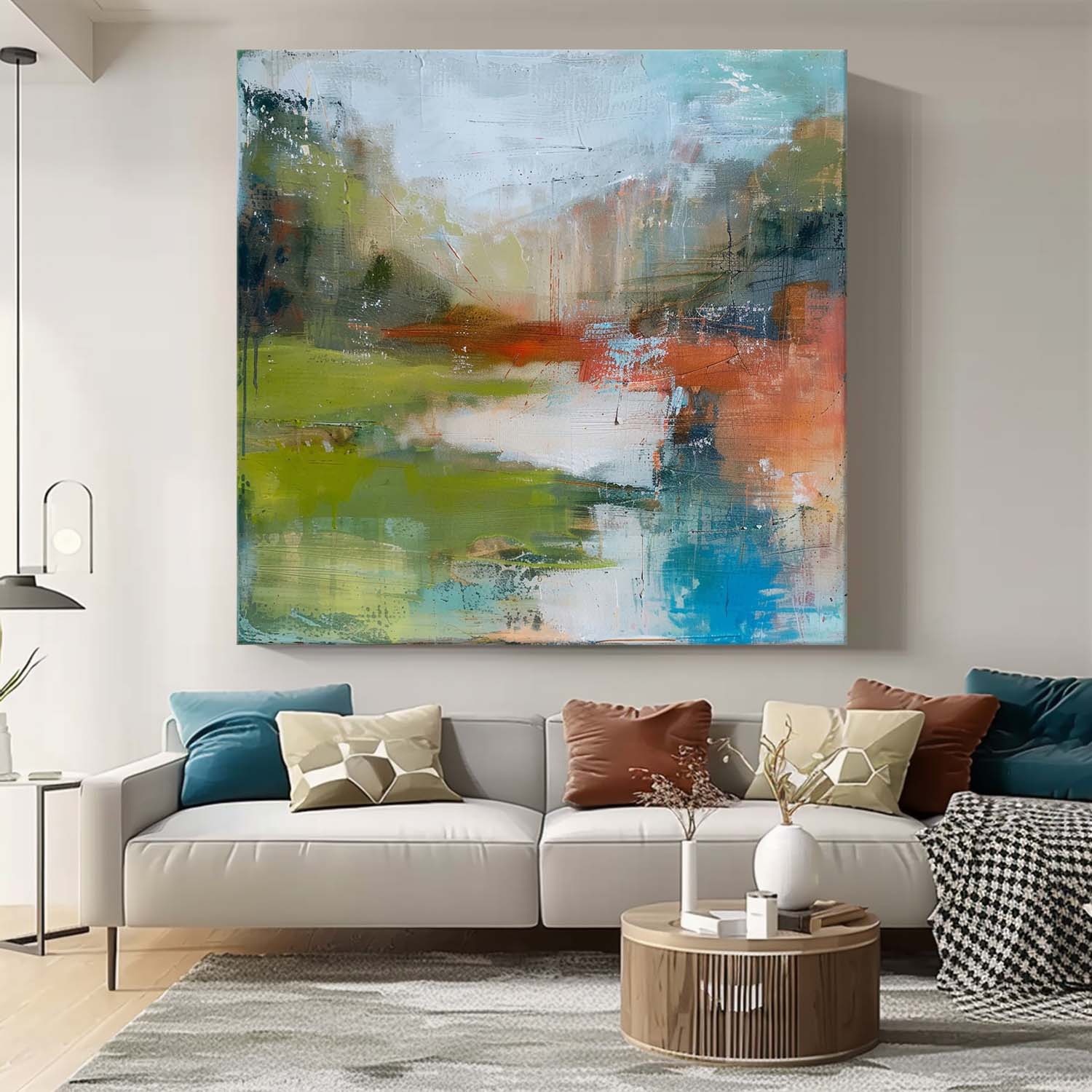 Wall Art Abstract Mountain Lake Reflection