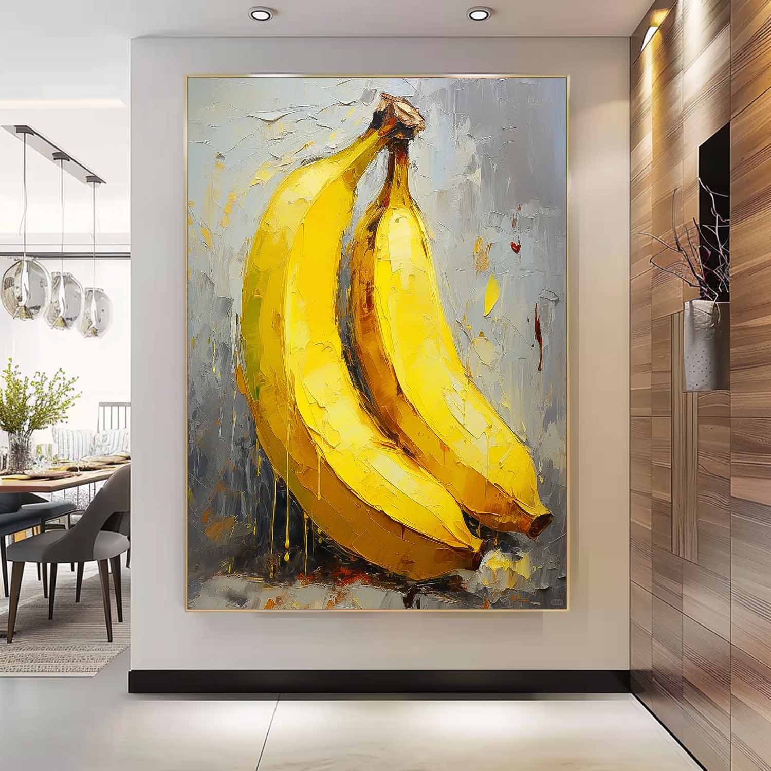 Impasto Banana Painting Vibrant Yellow