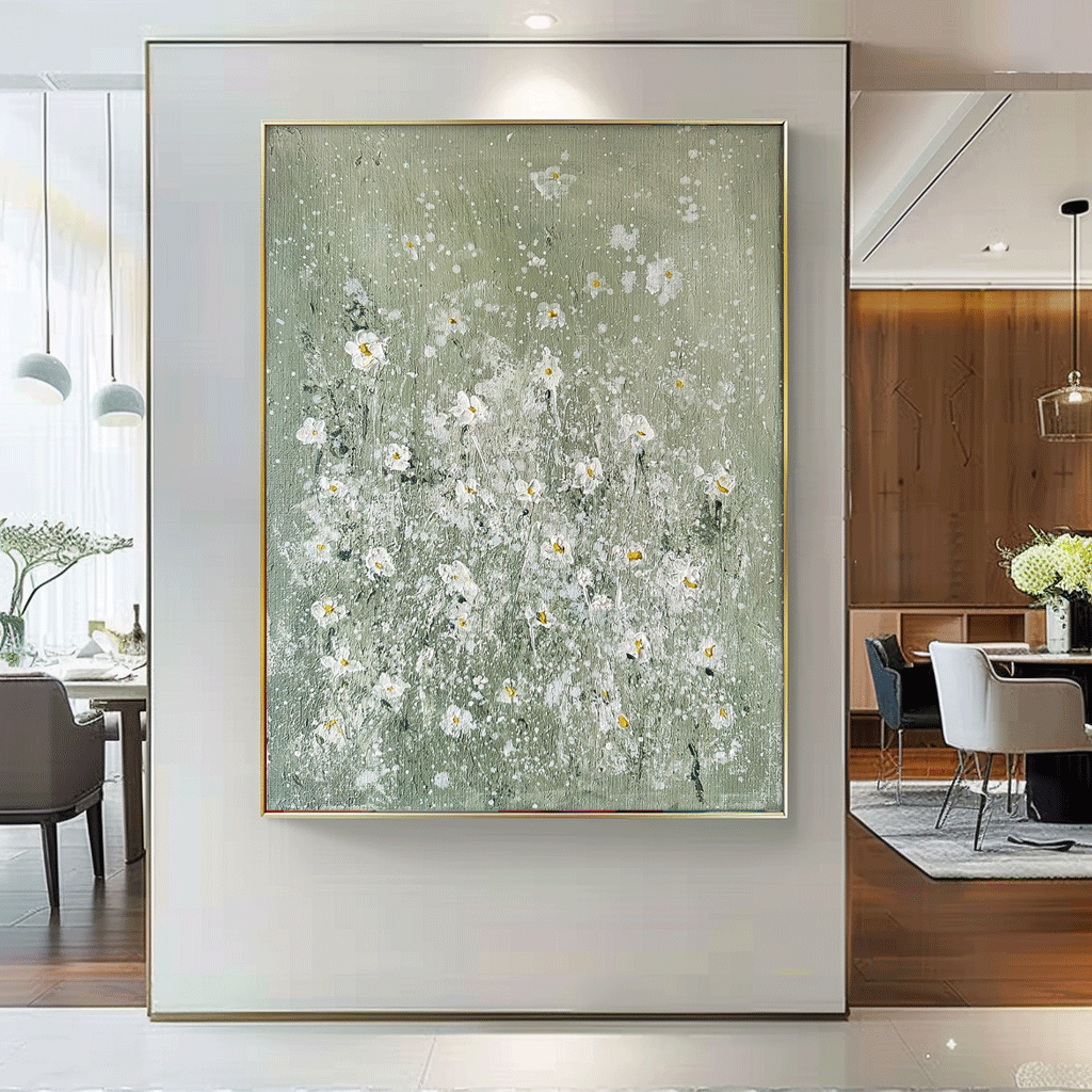 Wall Art Soft Dense Flower Vibrant Green Elegant