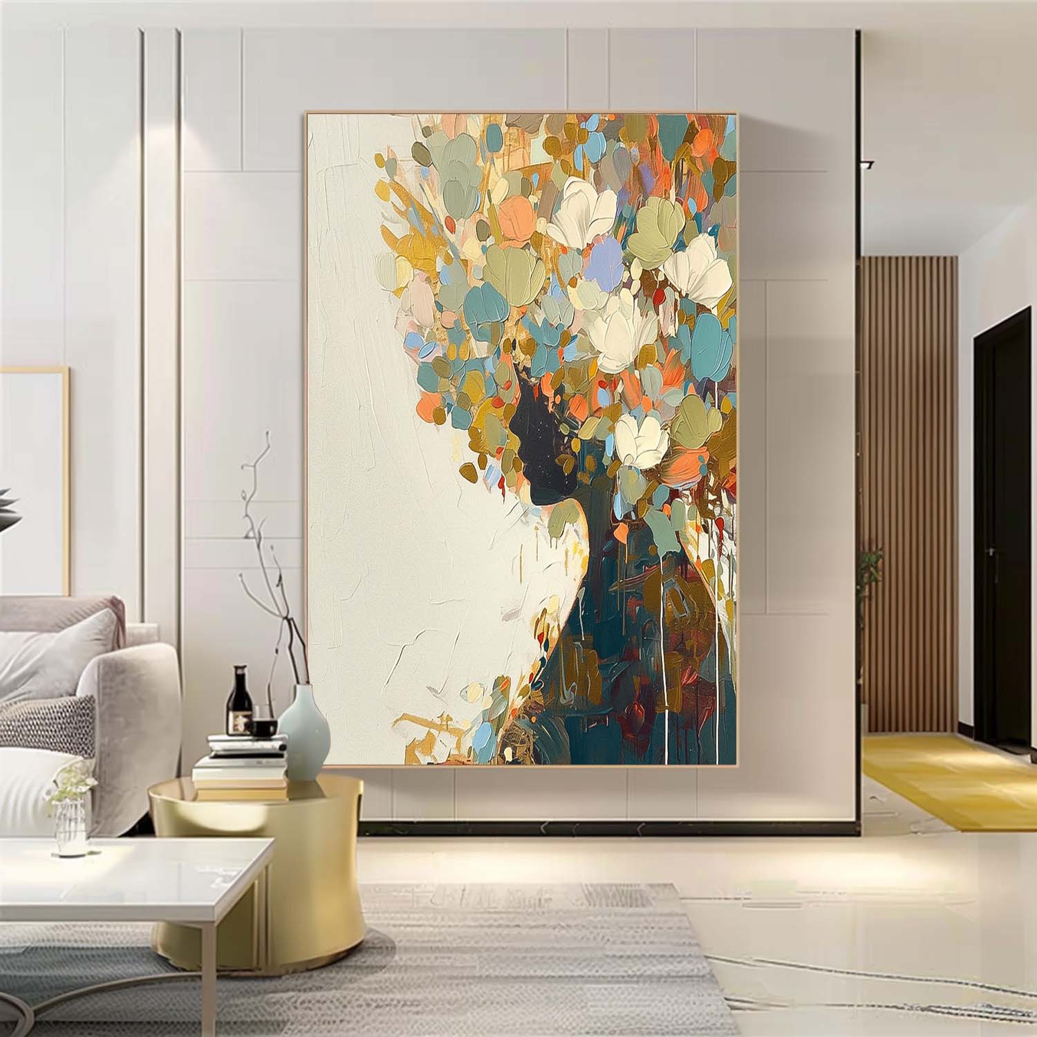 Wall Art People Dense Floral Vibrant Cheerful