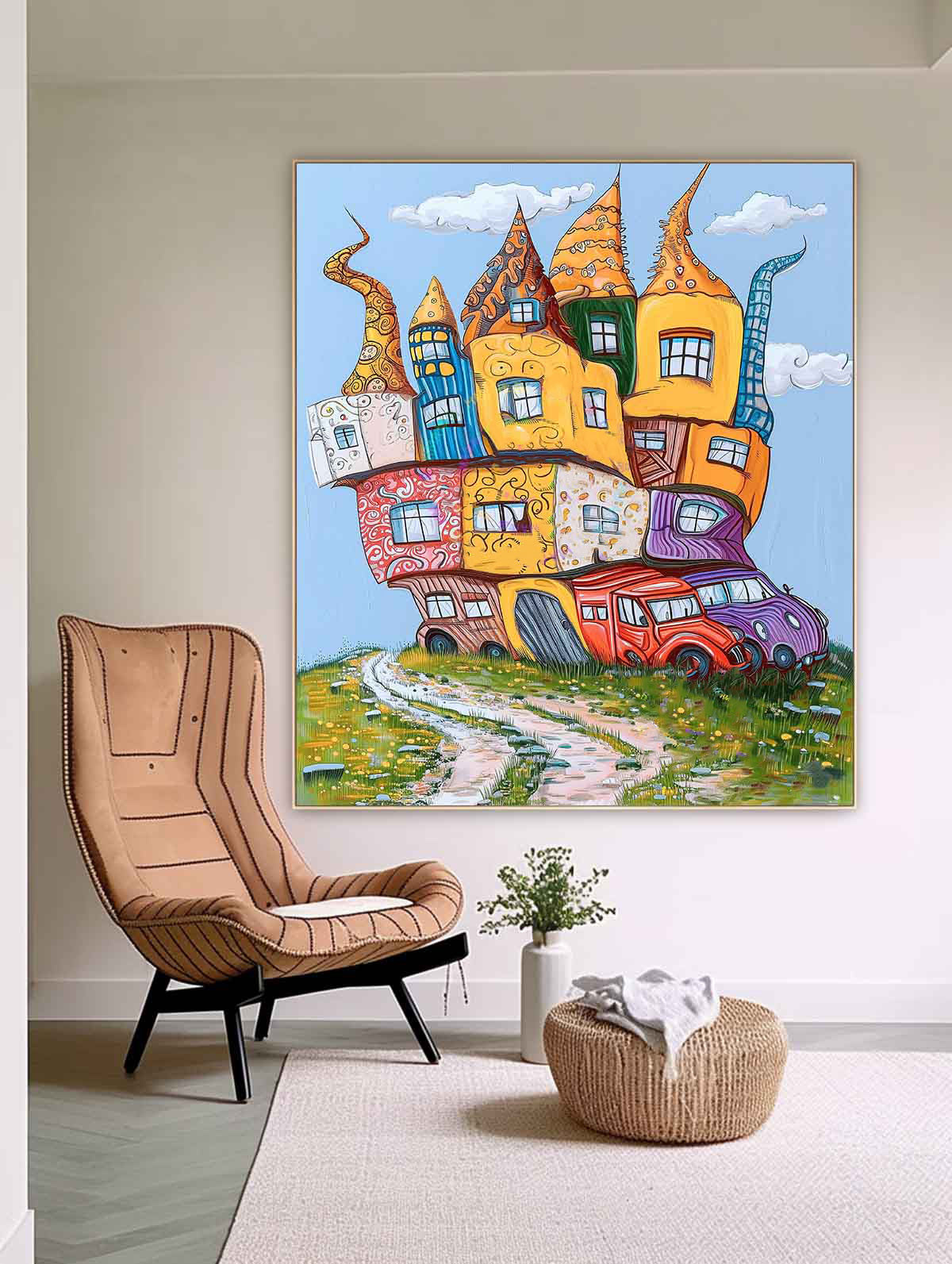 Wall Art Architecture Surreal Whimsical House Playful