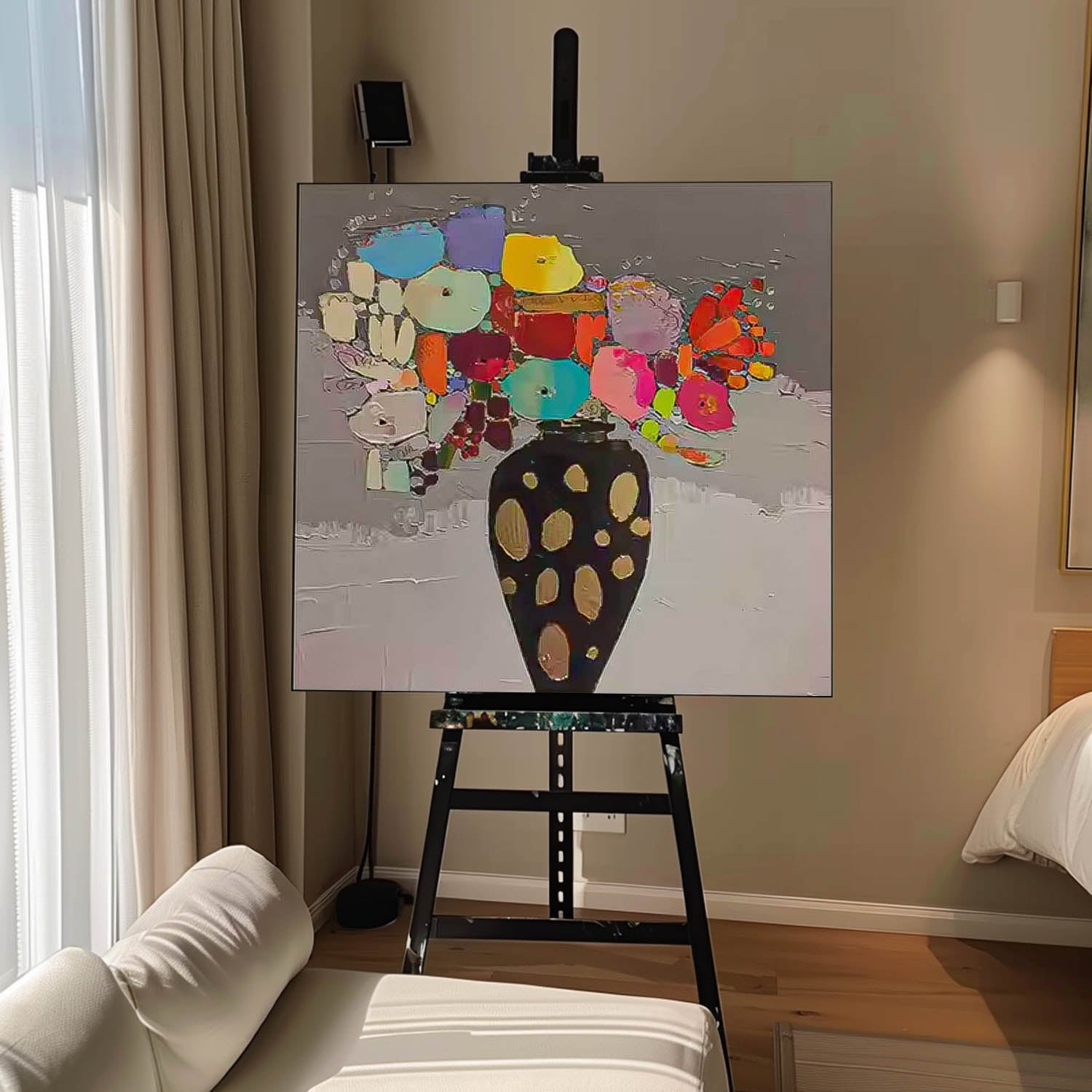 Wall Art Bold Colorful Vase Still Life Floral Arrangement