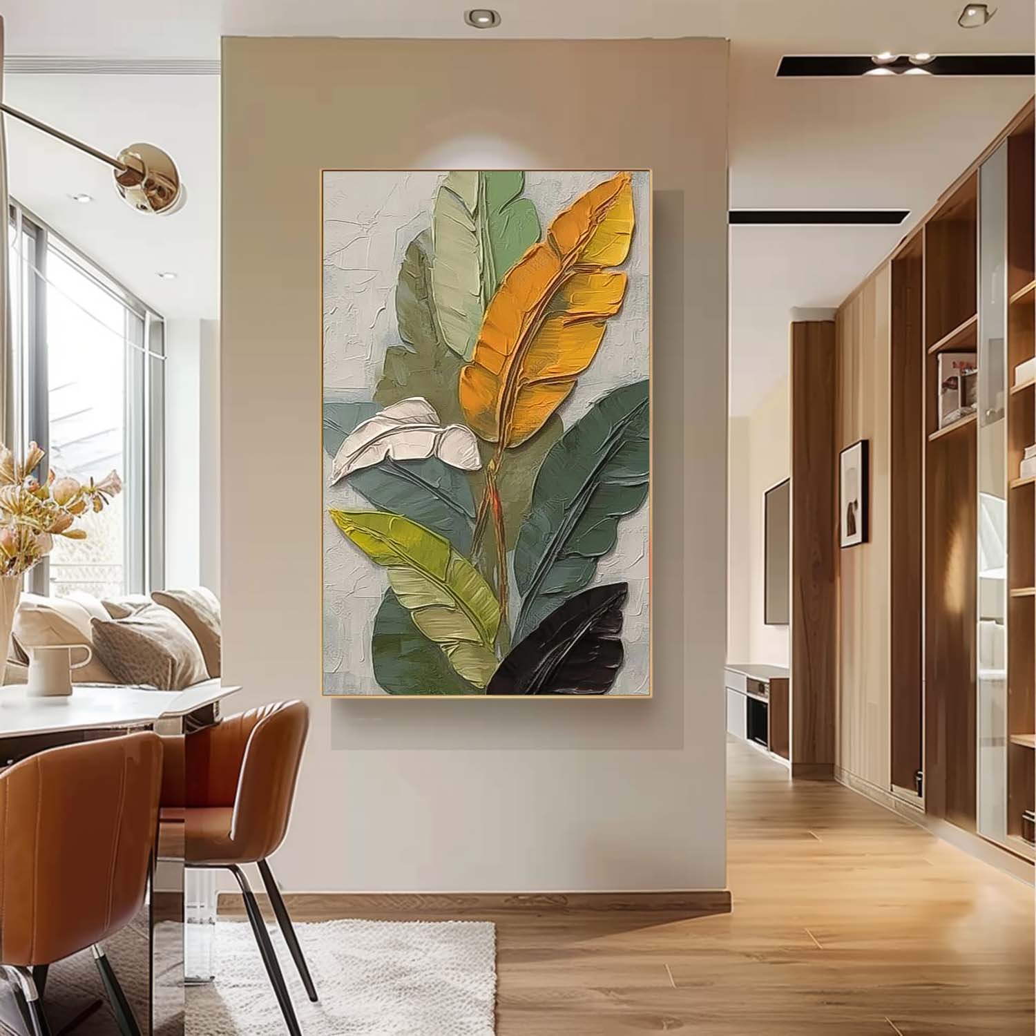 Wall Art Impasto Tropical Banana Leaf