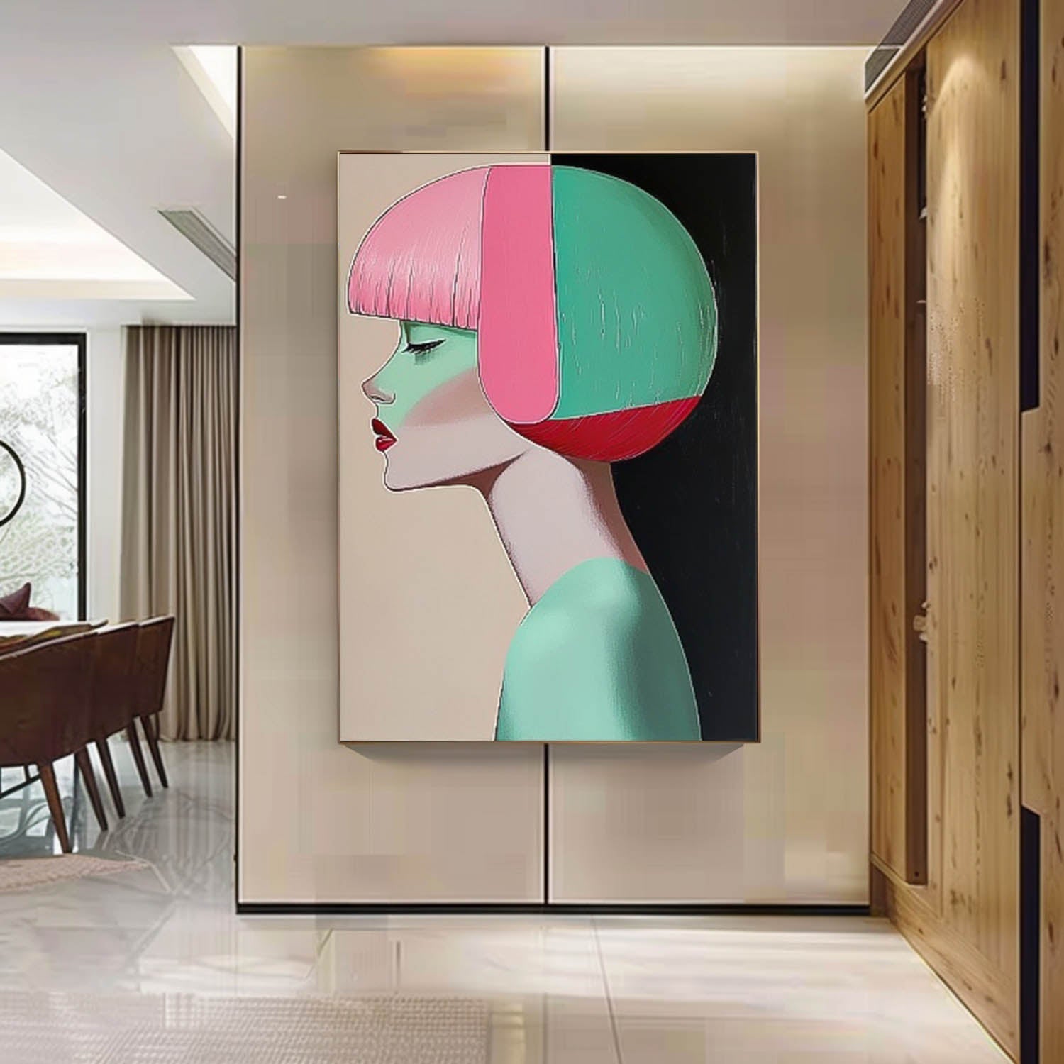Geometric Color Block Female Portrait