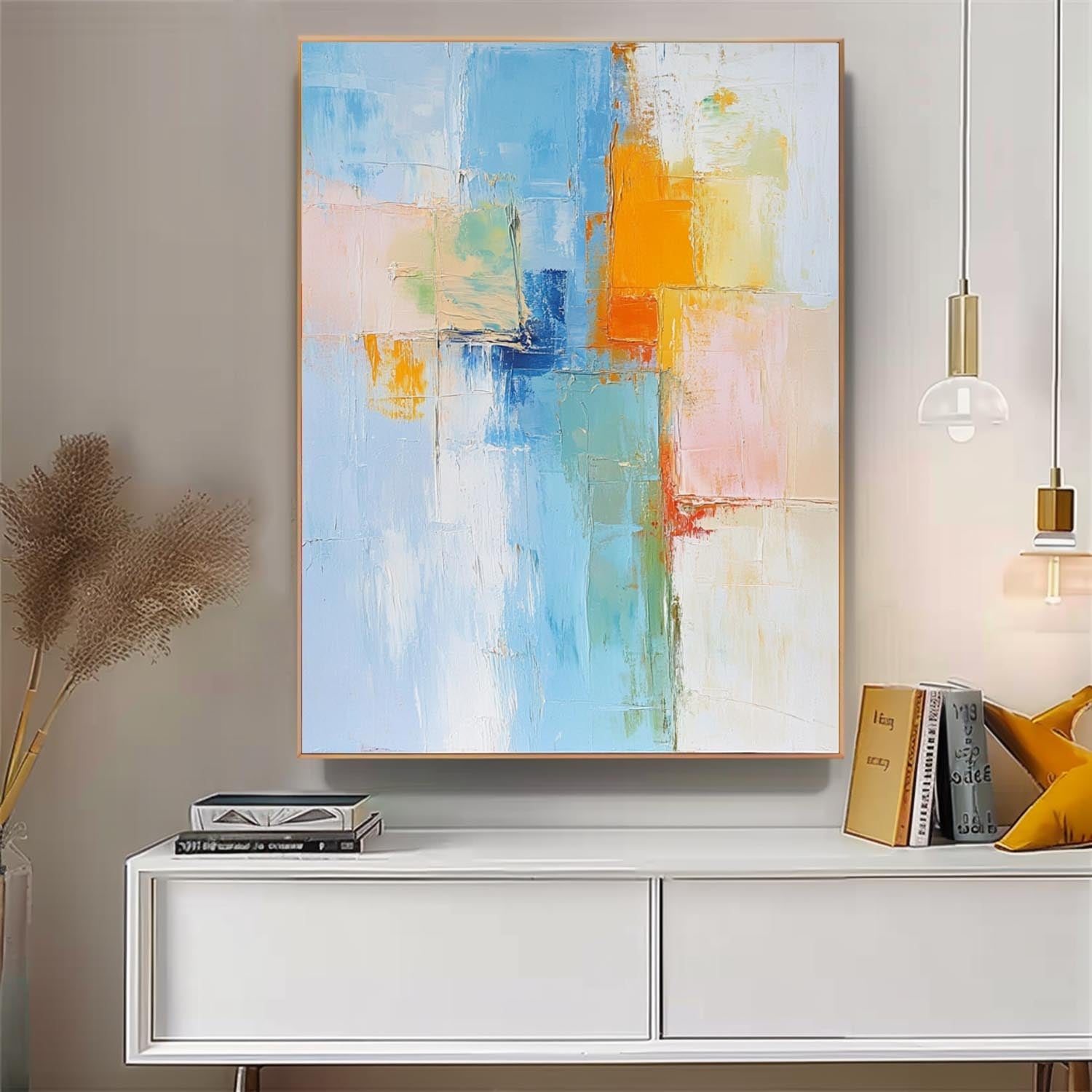 Pastel Abstract Color Block Oil Painting