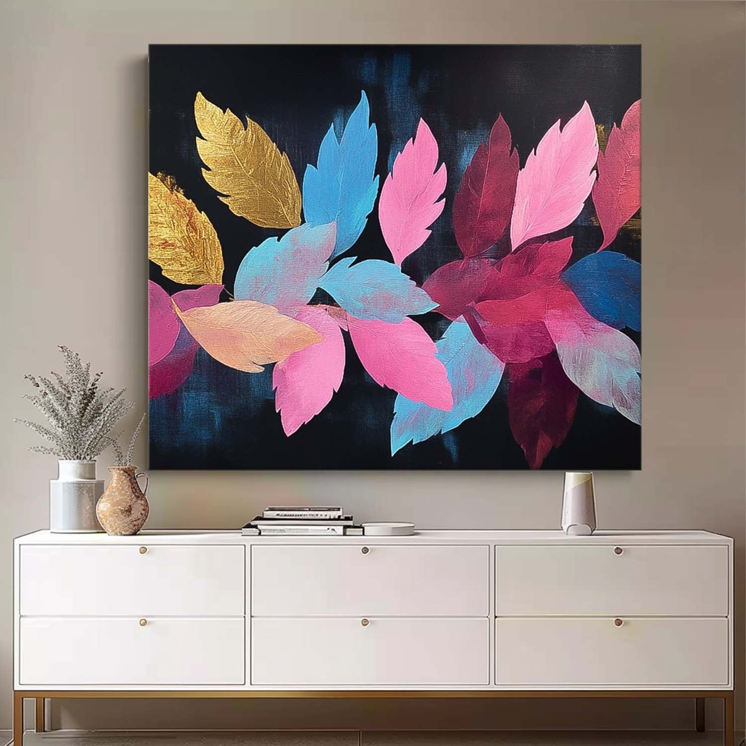 Wall Art Flower Design Colorful Leaf
