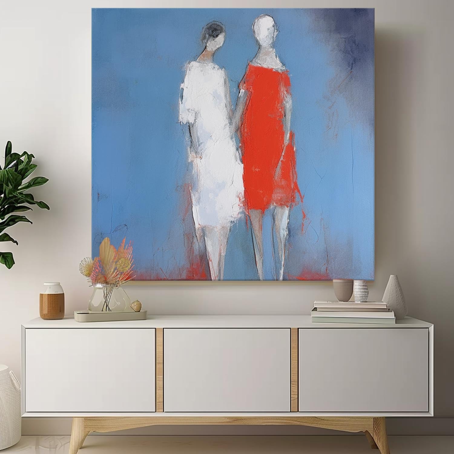 Wall Art Impasto People Silhouette Moody