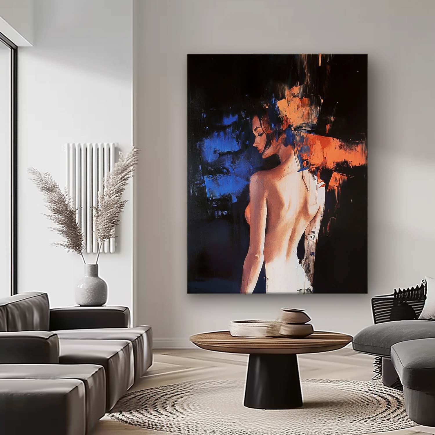 Wall Art People Blue Orange Color Block Sexy