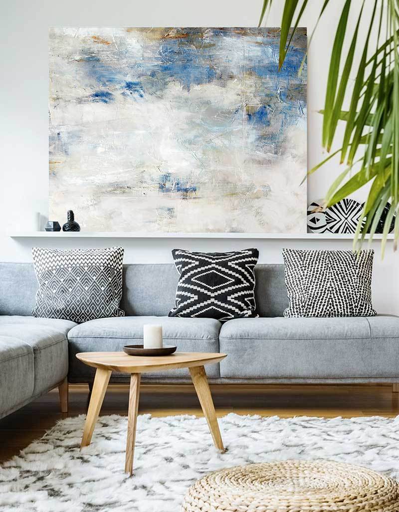 Blue White Minimal Abstract Art ABAH10 - Neutralighting