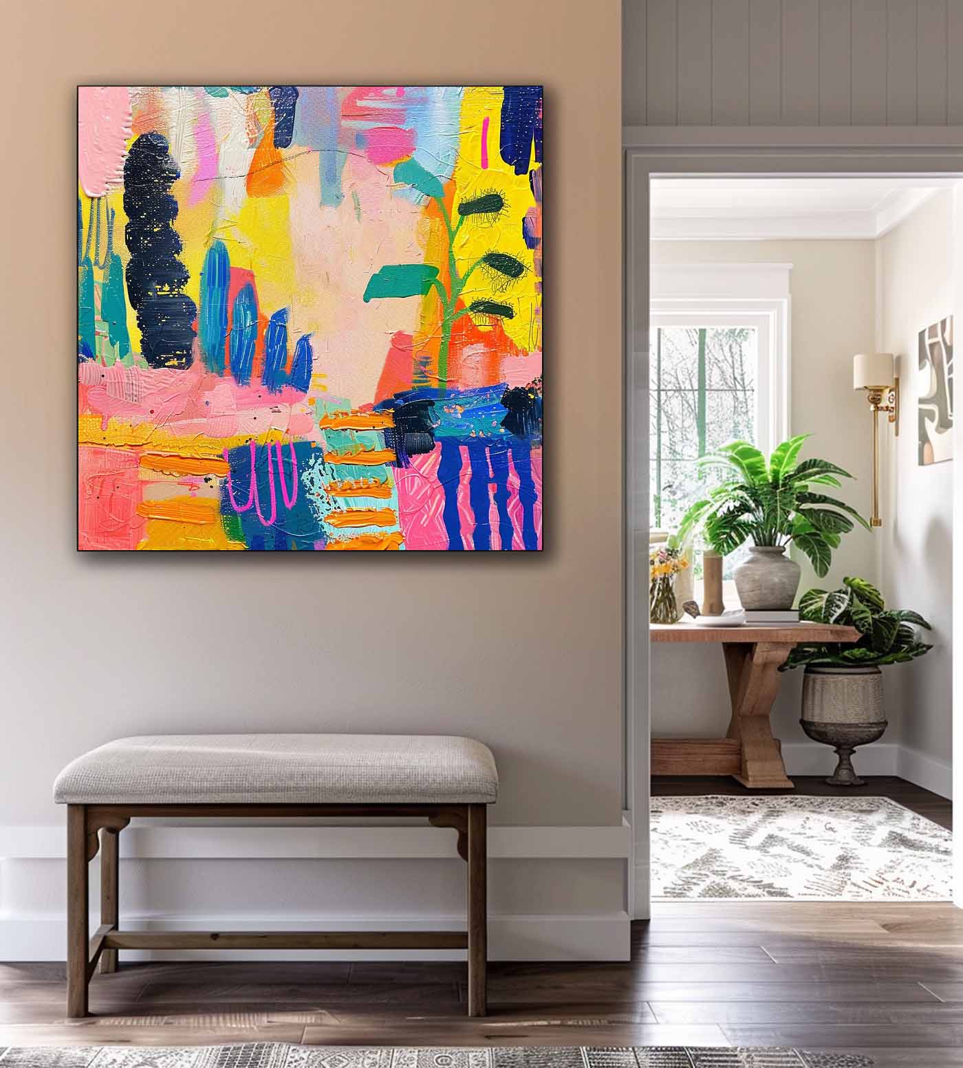 Wall Art Abstract Tropical Plant Playful