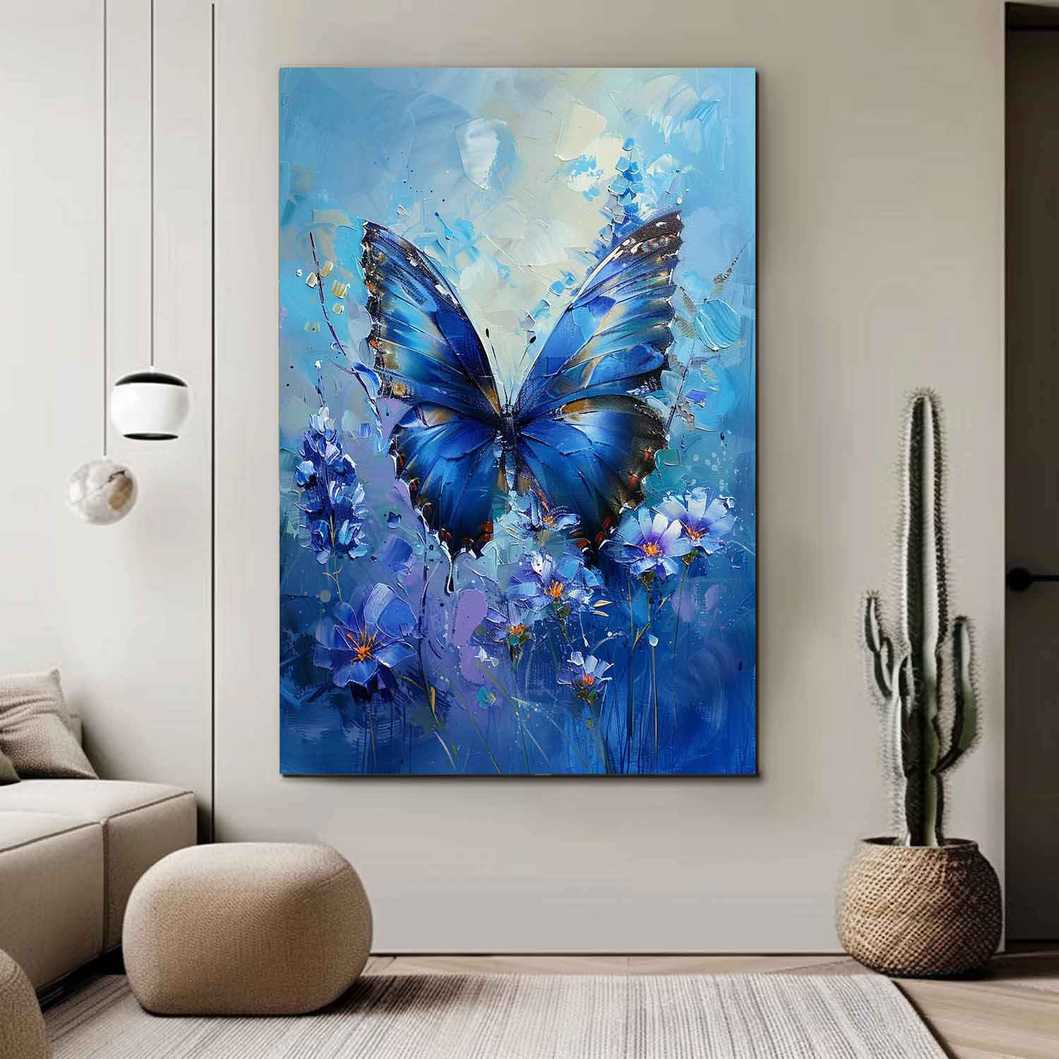 Wall Art Whimsical Butterfly Scene Floral