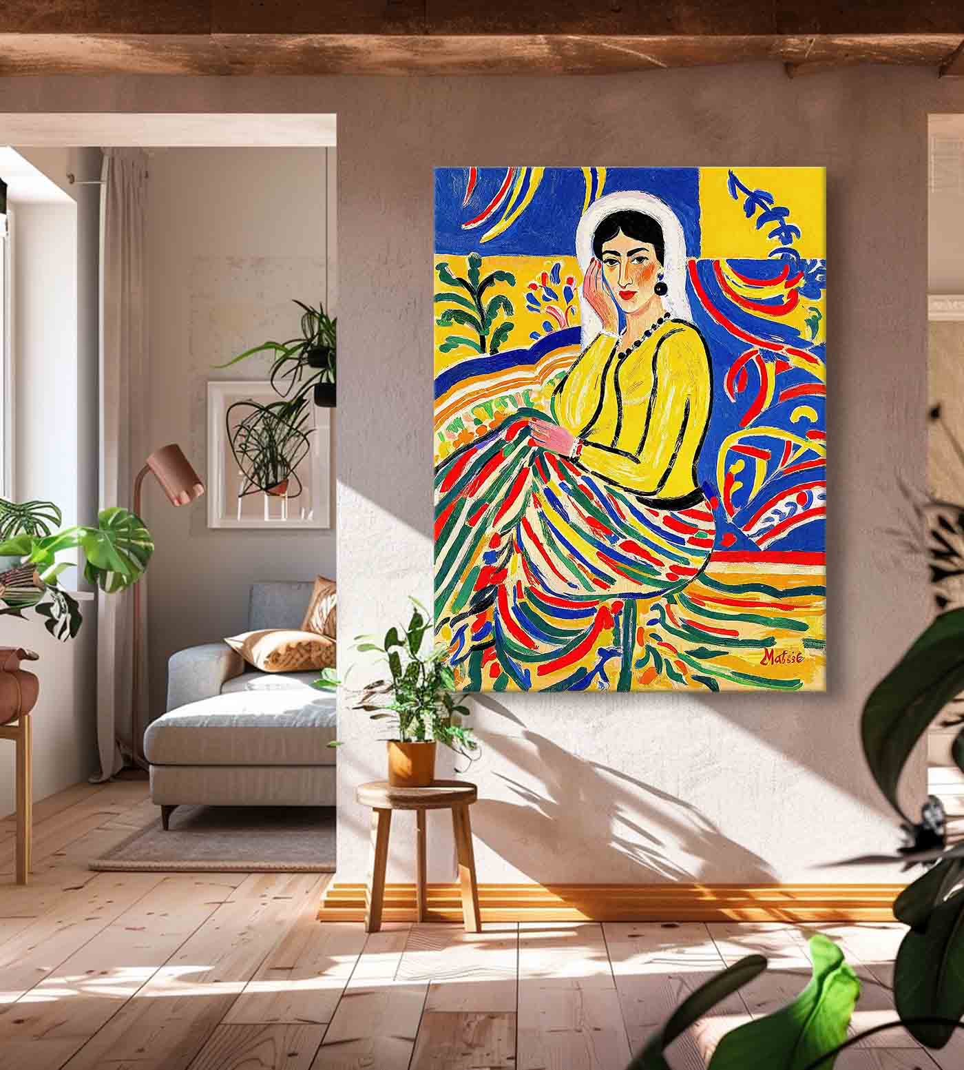 Fauvist Portrait Painting Vibrant Yellow & Blue