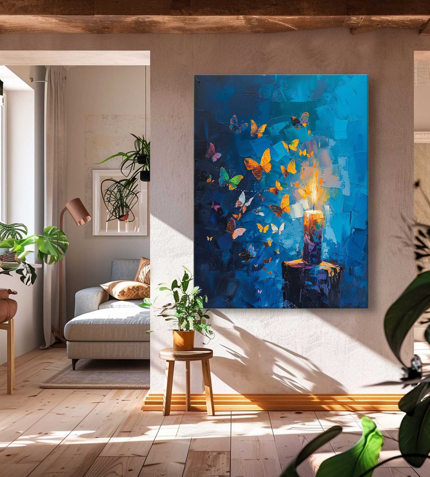 Wall Art Impasto Abstract Butterflies Expressionist
