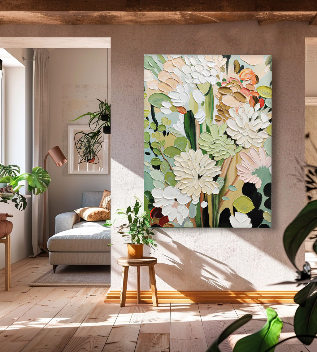 Wall Art Flower Impasto Modern Gentle Vibrant