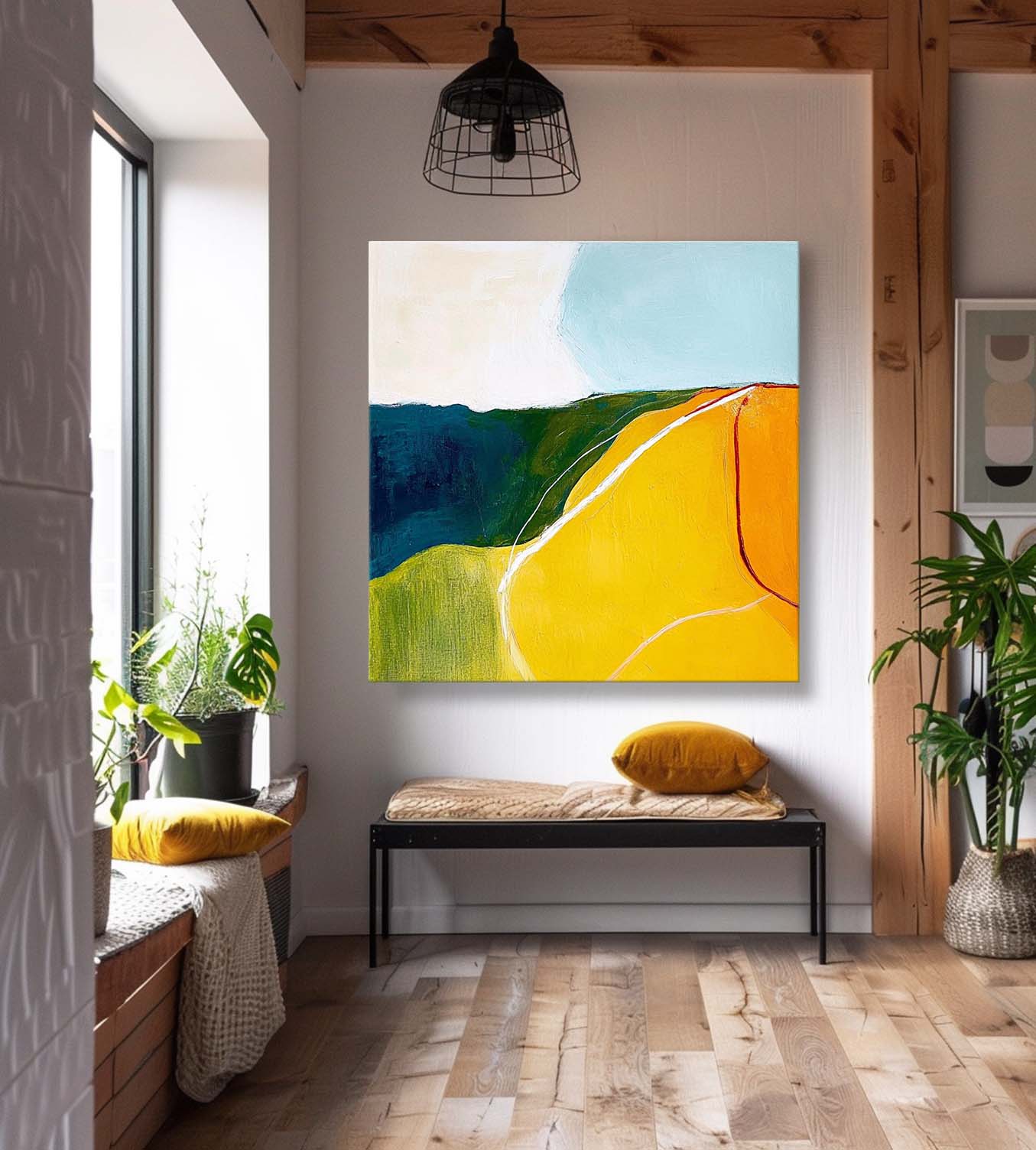 Wall Art Minimalist Curved Color Block Landscape