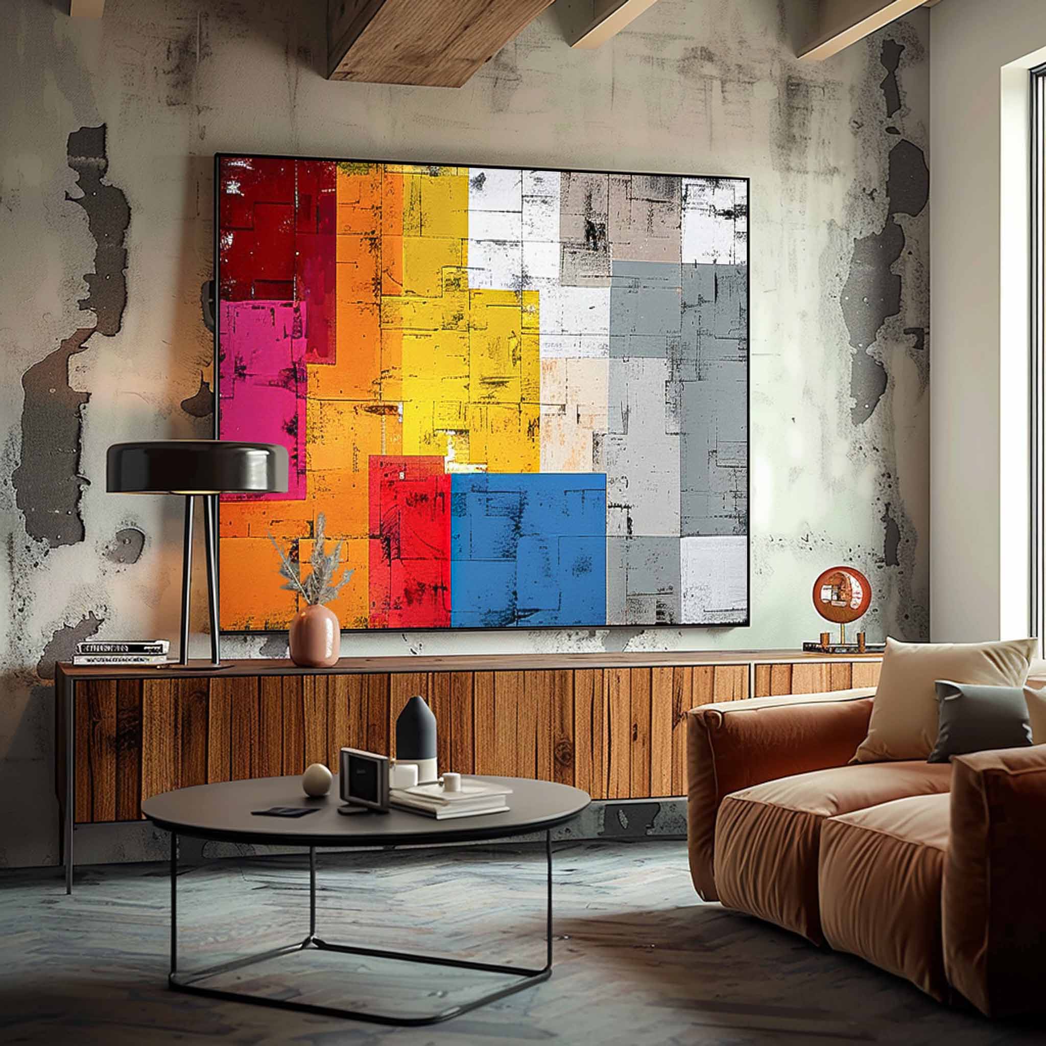 Wall Art Abstract Energetic Lively Bauhaus Geometric