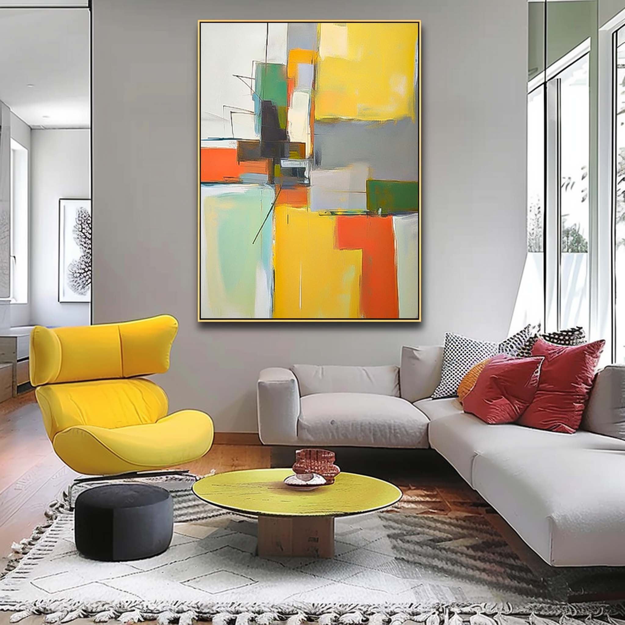 Wall Art Geometric Abstract Block Modern Soft