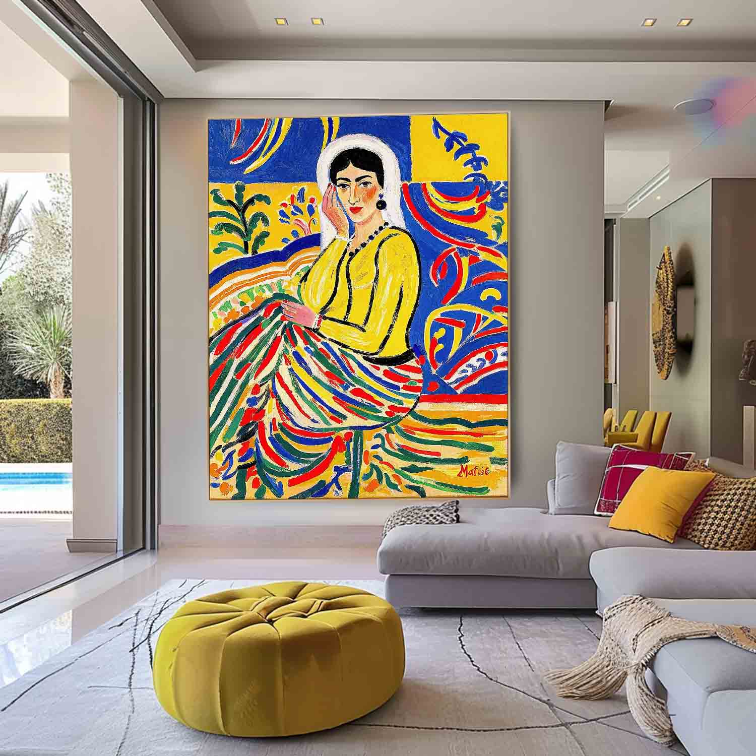 Fauvist Portrait Painting Vibrant Yellow & Blue