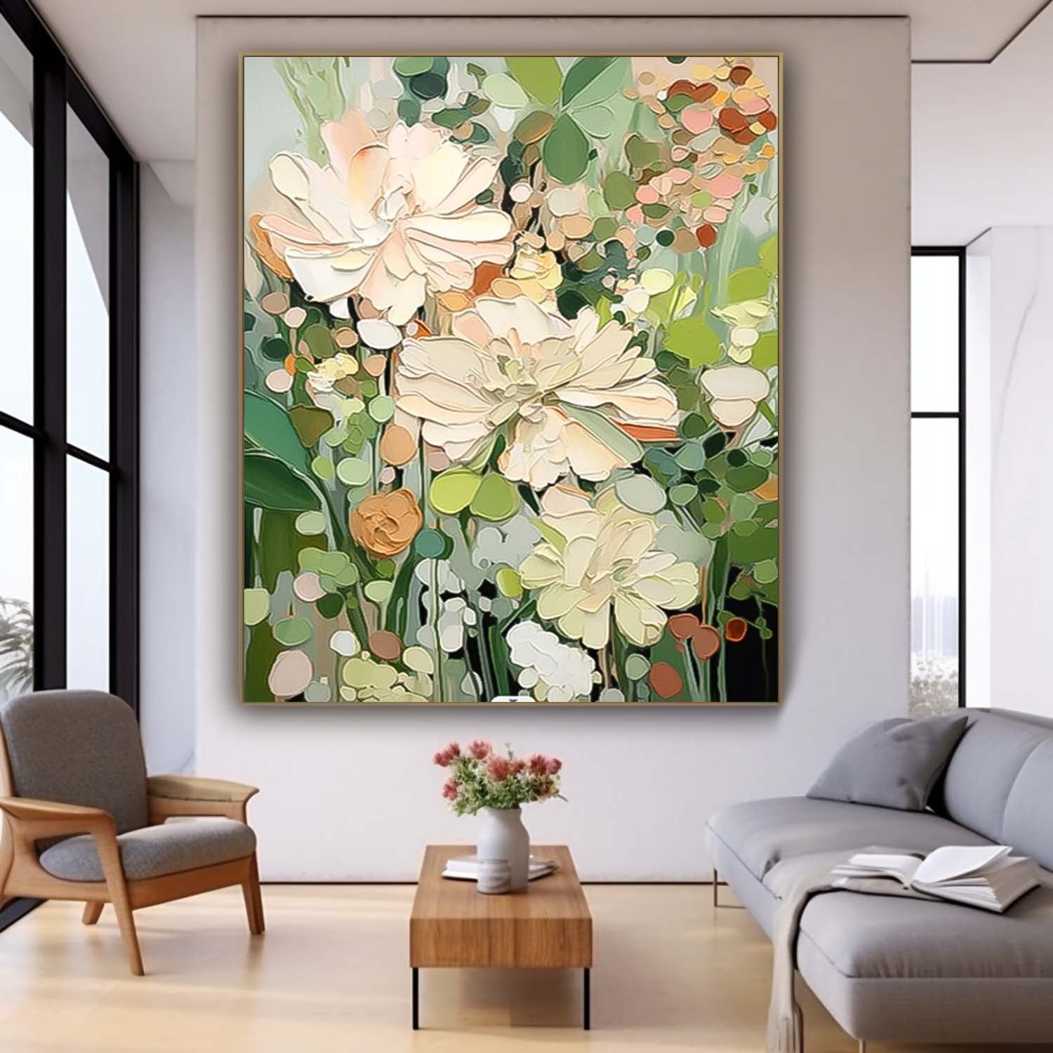 Wall Art Soft Pastel Dahlia Floral
