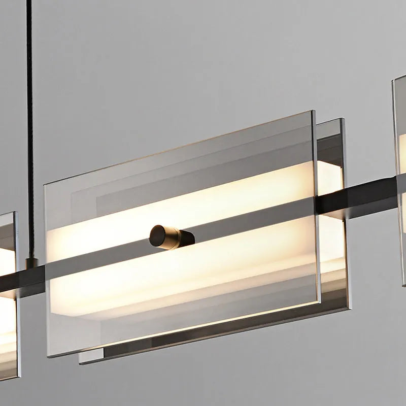 Arisha Modern Nordic Linear Copper/Glass Pendant Light, Brass/Black - Neutralighting