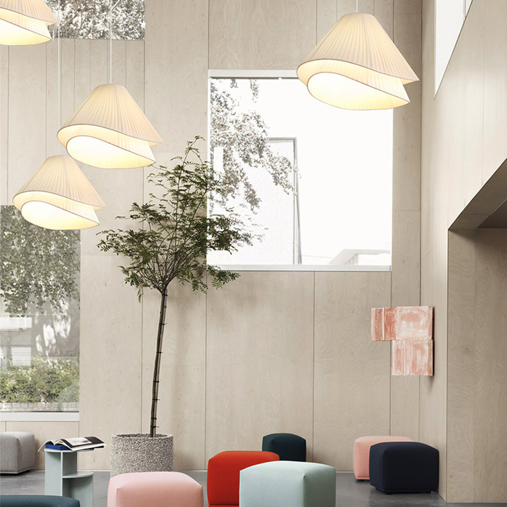 Ritta Minimalist Double Overlap Fabric LED Pendant Light, White - Neutralighting